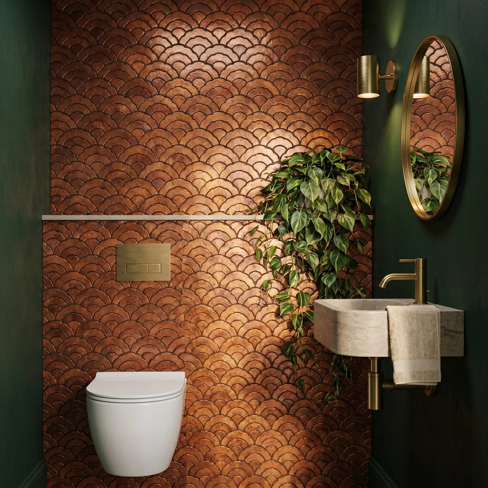 Selbstklebende Mosaikfliesen Metall | Fächer Kupfer | 26,8×28,1 cm | Küche, Bad & WC - Image 5