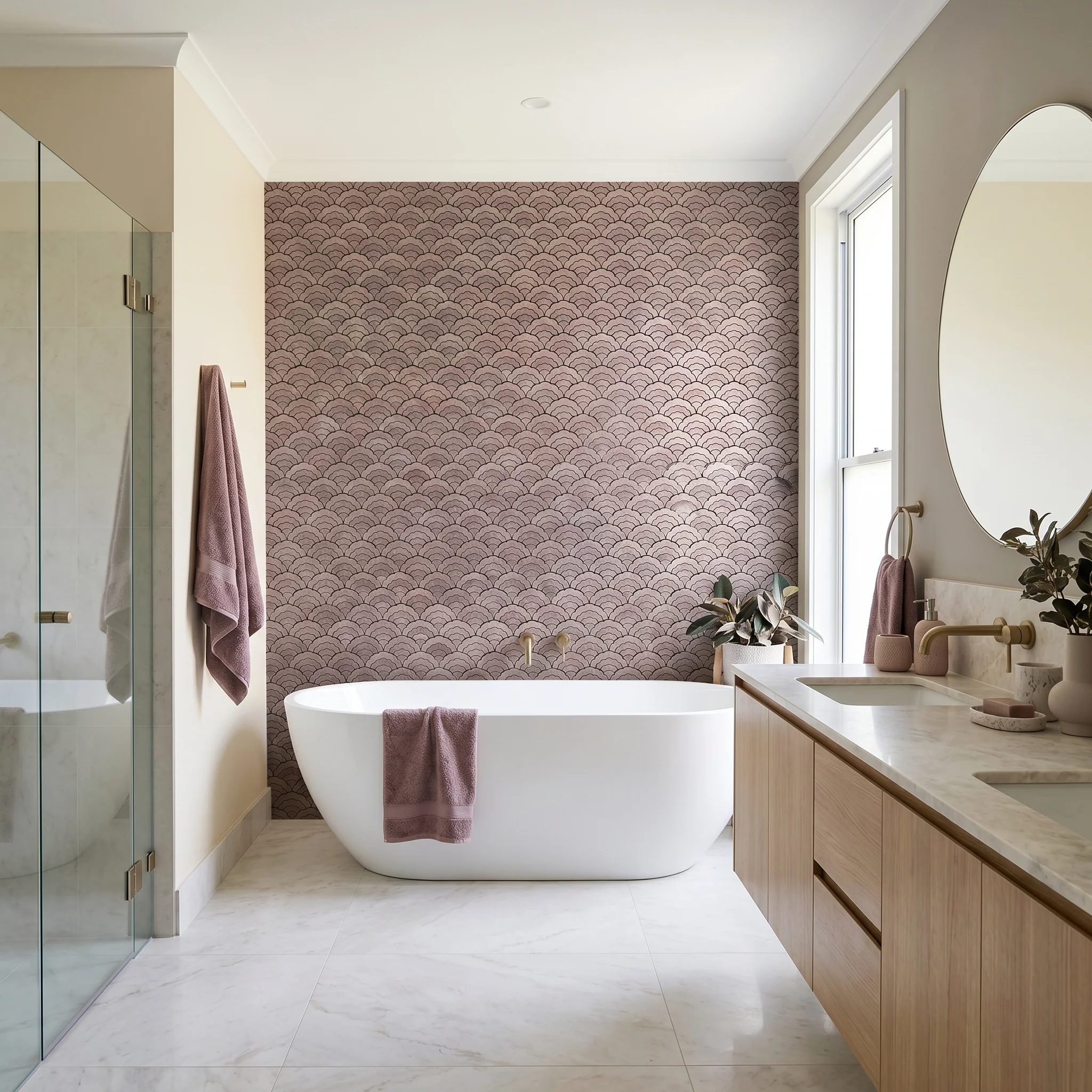 Selbstklebende Mosaikfliesen Metall | Fächer Mauve | 26,8×28,1 cm | Küche, Bad & WC - Image 3