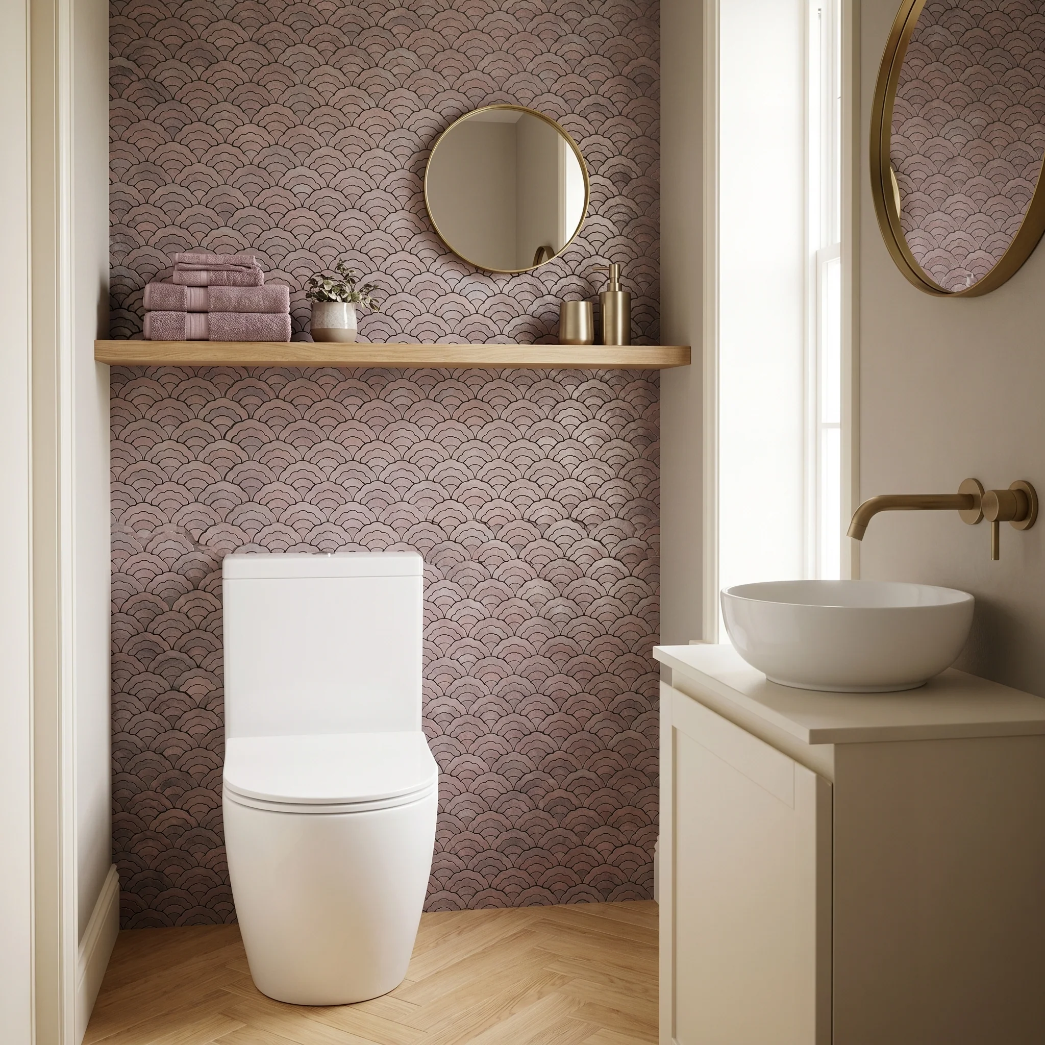 Selbstklebende Mosaikfliesen Metall | Fächer Mauve | 26,8×28,1 cm | Küche, Bad & WC - Image 5