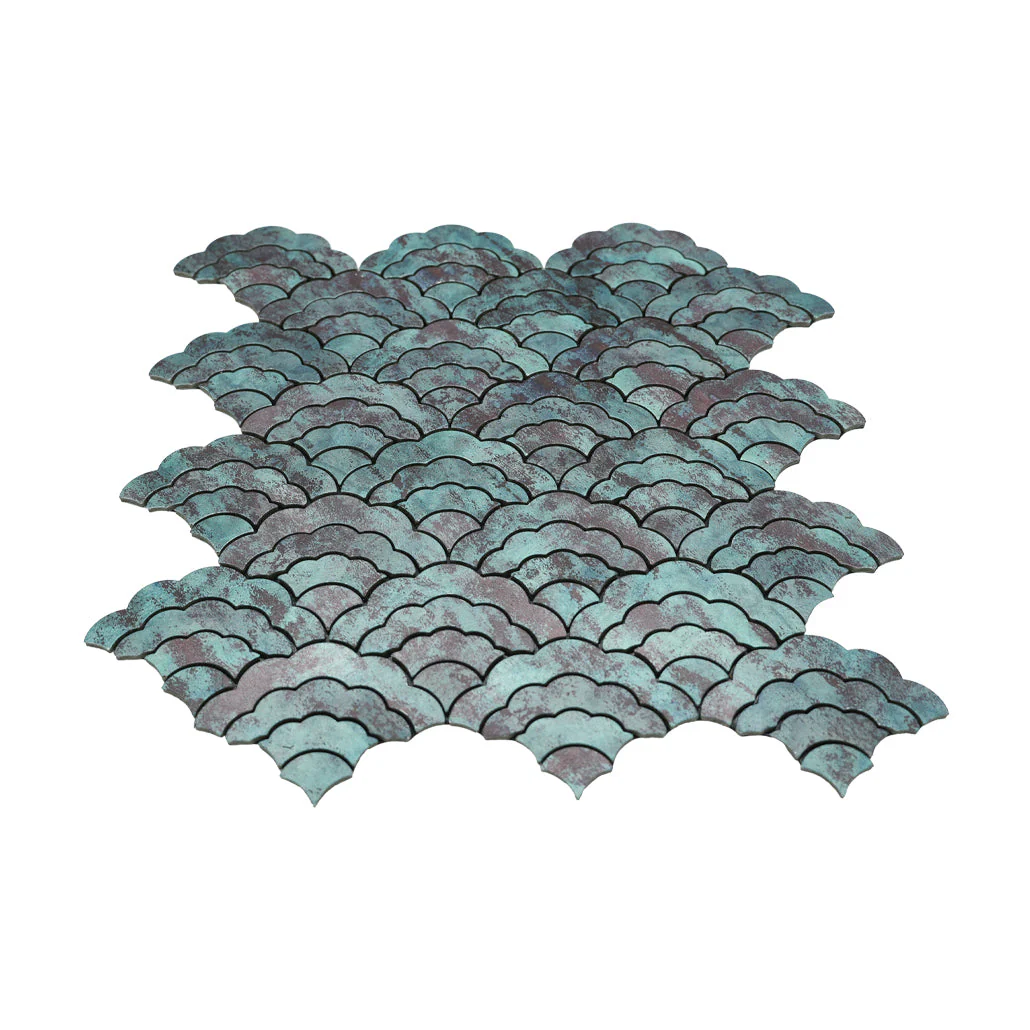 Selbstklebende Mosaikfliesen Metall | Fächer Patina Kupfer | 26,8×28,1 cm | Küche, Bad & WC - Image 4