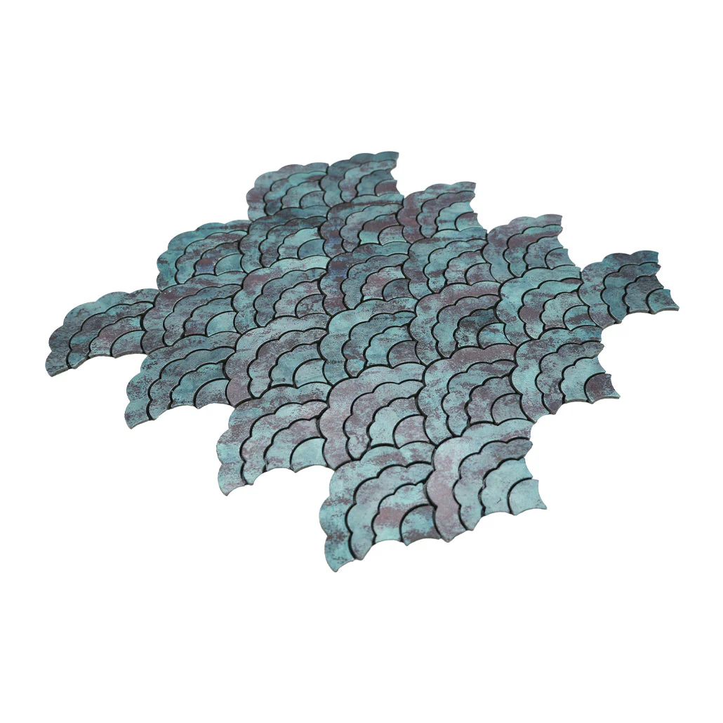 Selbstklebende Mosaikfliesen Metall | Fächer Patina Kupfer | 26,8×28,1 cm | Küche, Bad & WC - Image 6