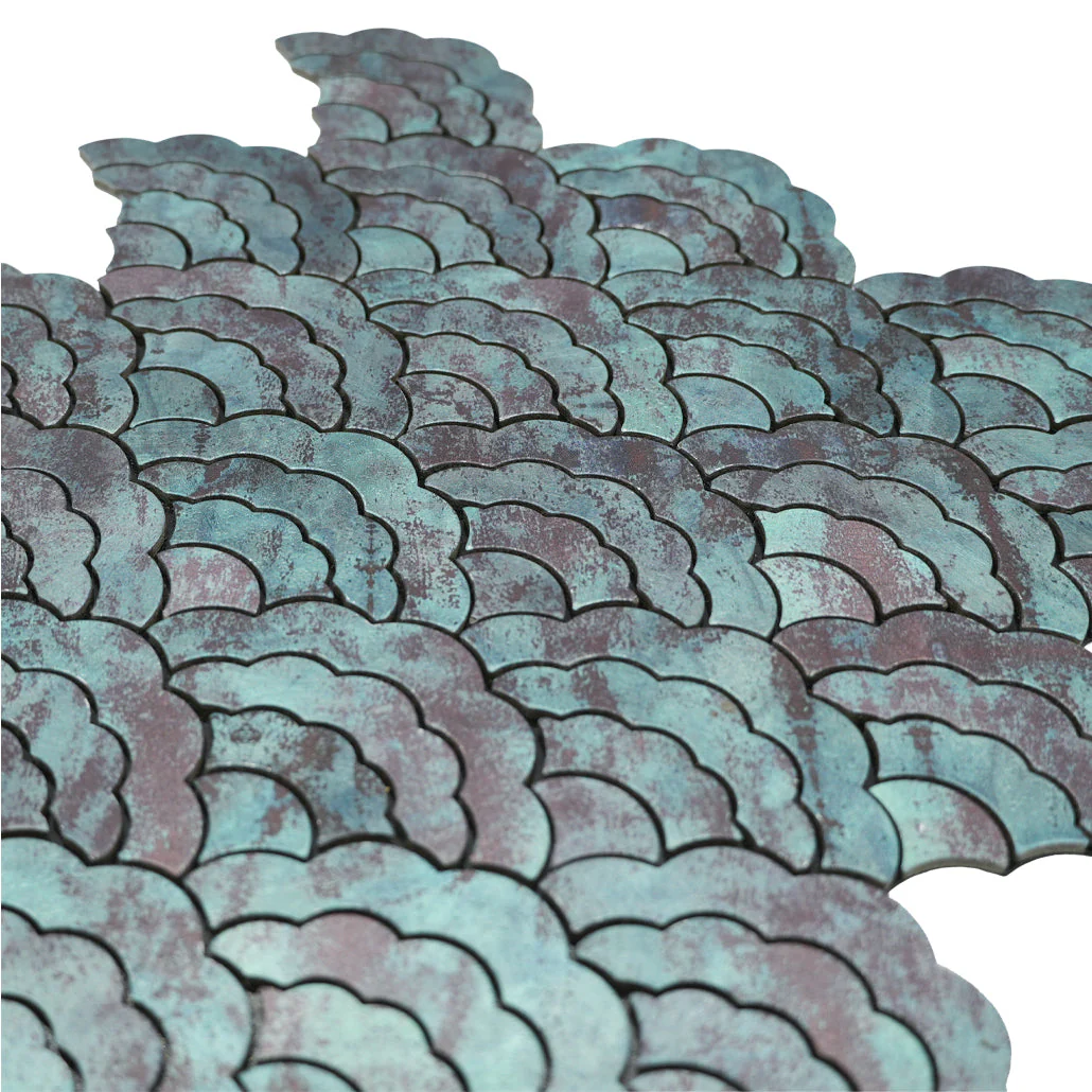 Selbstklebende Mosaikfliesen Metall | Fächer Patina Kupfer | 26,8×28,1 cm | Küche, Bad & WC - Image 8