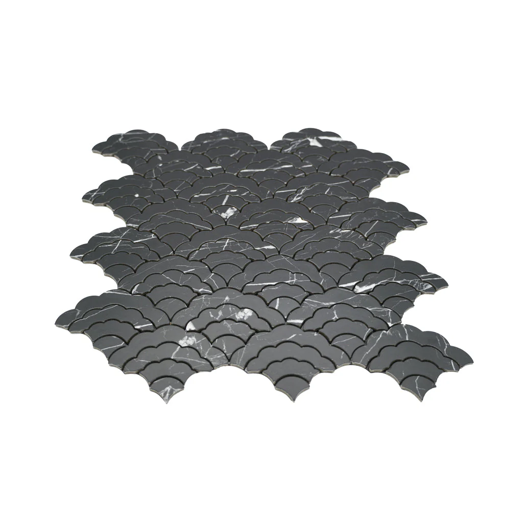Selbstklebende Mosaikfliesen Metall | Fächer Schwarz | 26,8×28,1 cm | Küche, Bad & WC - Image 4