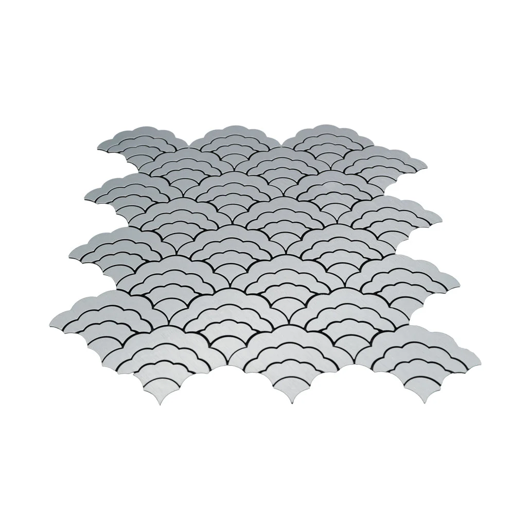 Selbstklebende Mosaikfliesen Metall | Fächer Silber | 26,8×28,1 cm | Küche, Bad & WC - Image 4