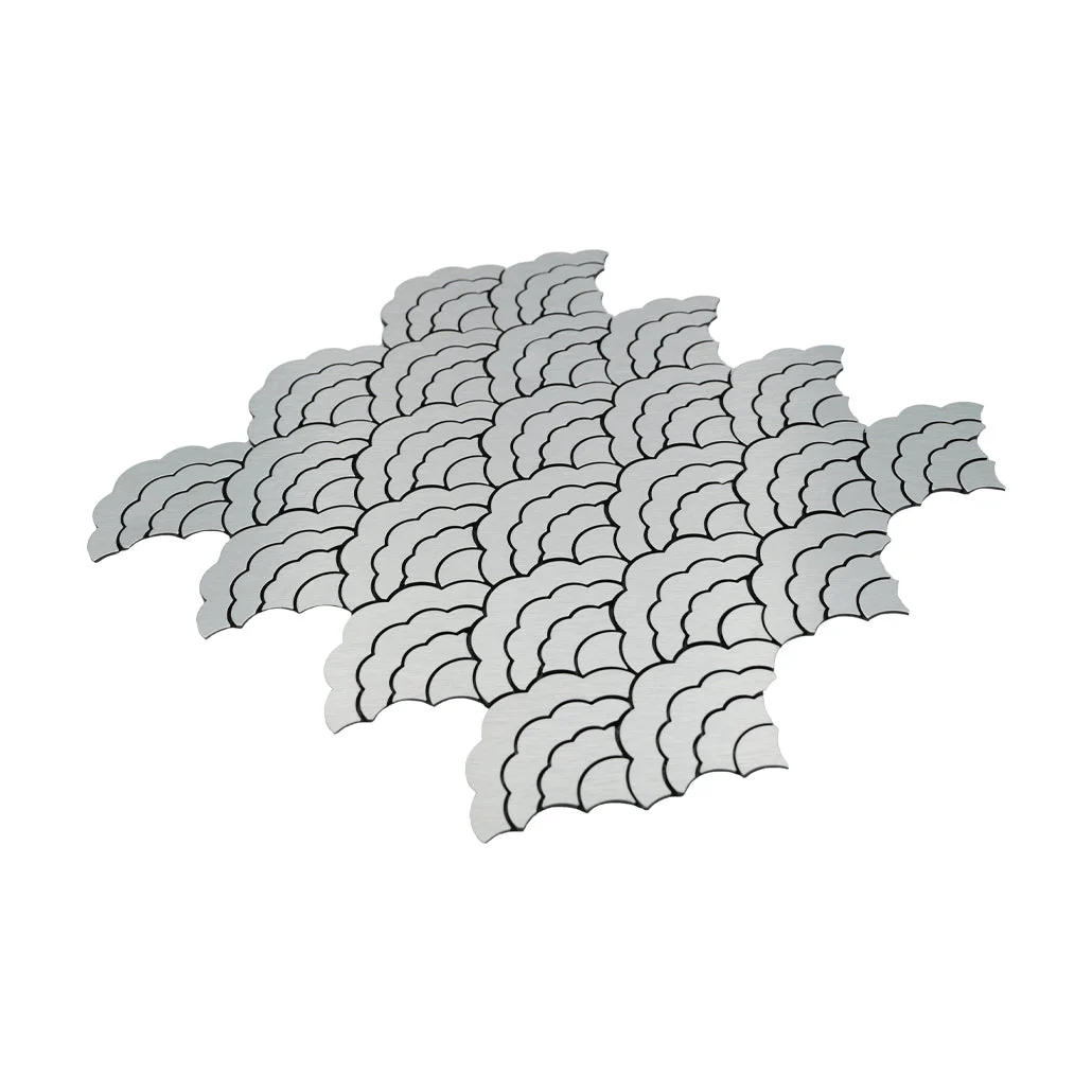 Selbstklebende Mosaikfliesen Metall | Fächer Silber | 26,8×28,1 cm | Küche, Bad & WC - Image 6