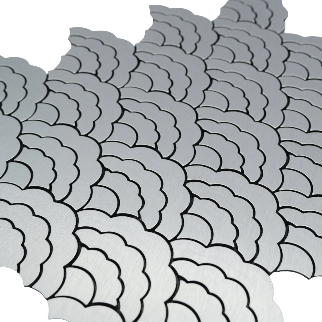 Selbstklebende Mosaikfliesen Metall | Fächer Silber | 26,8×28,1 cm | Küche, Bad & WC - Image 8