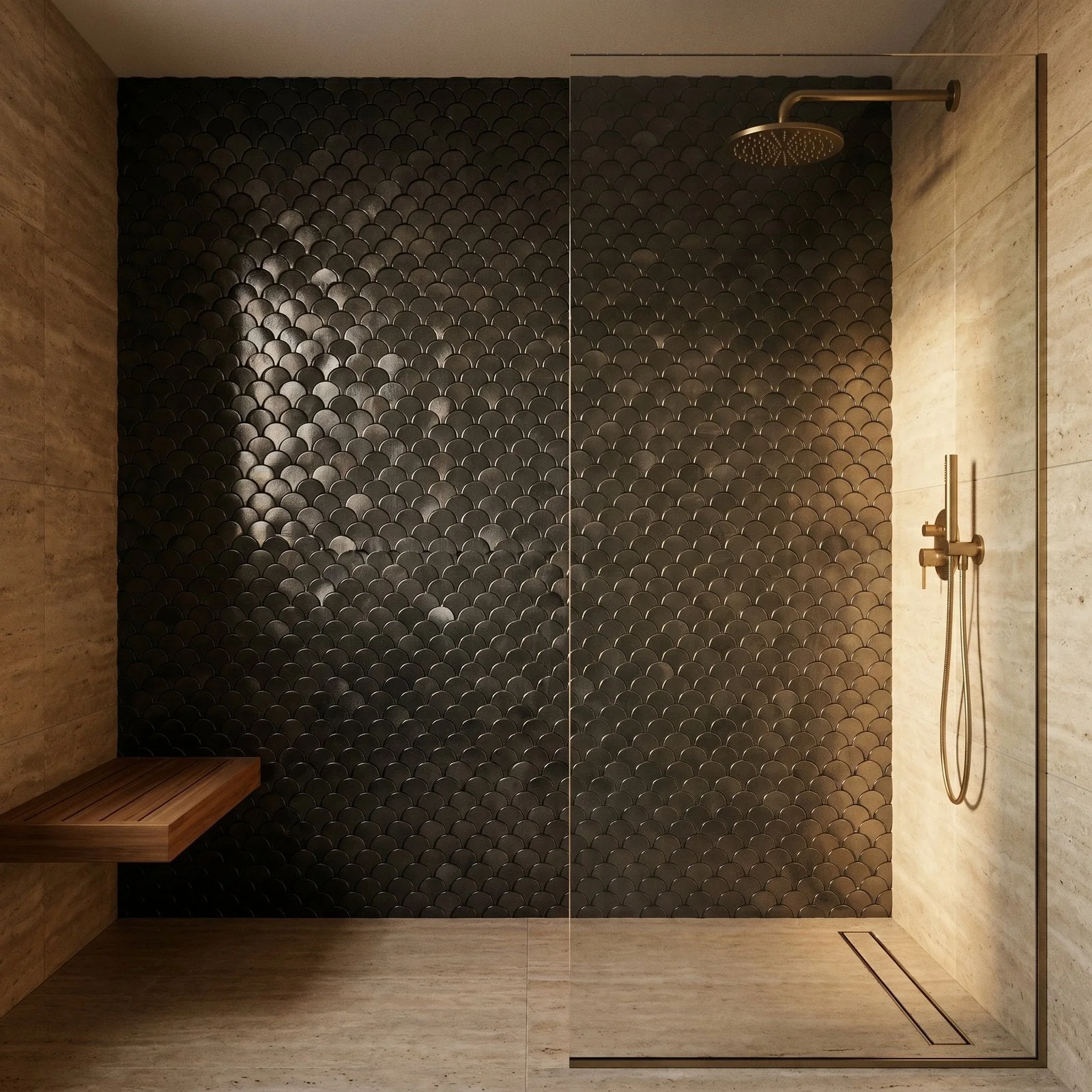 Selbstklebende Mosaikfliesen Metall | Fischschuppe 3D Anthrazit | 28,8×29,8 cm | Küche, Bad & WC - Image 3
