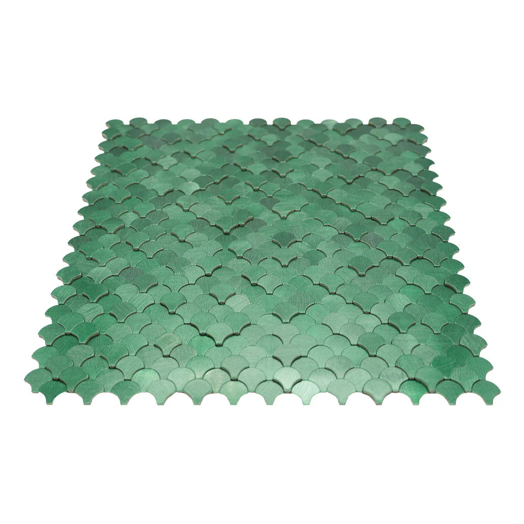 Selbstklebende Mosaikfliesen Metall | Fischschuppe 3D Dunkelgrün | 28,8×29,8 cm | Küche, Bad & WC - Image 4