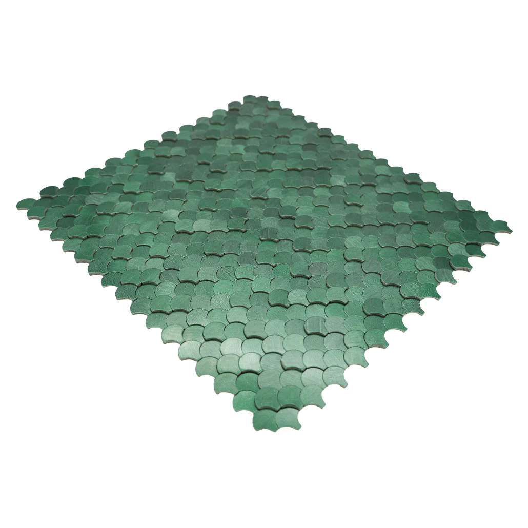 Selbstklebende Mosaikfliesen Metall | Fischschuppe 3D Dunkelgrün | 28,8×29,8 cm | Küche, Bad & WC - Image 6