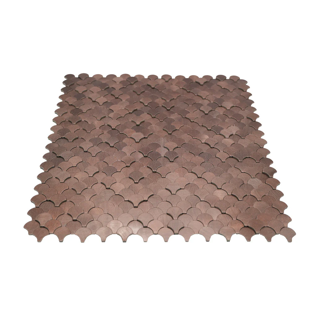 Selbstklebende Mosaikfliesen Metall | Fischschuppe 3D Dunkelkupfer | 28,8×29,8 cm | Küche, Bad & WC - Image 4