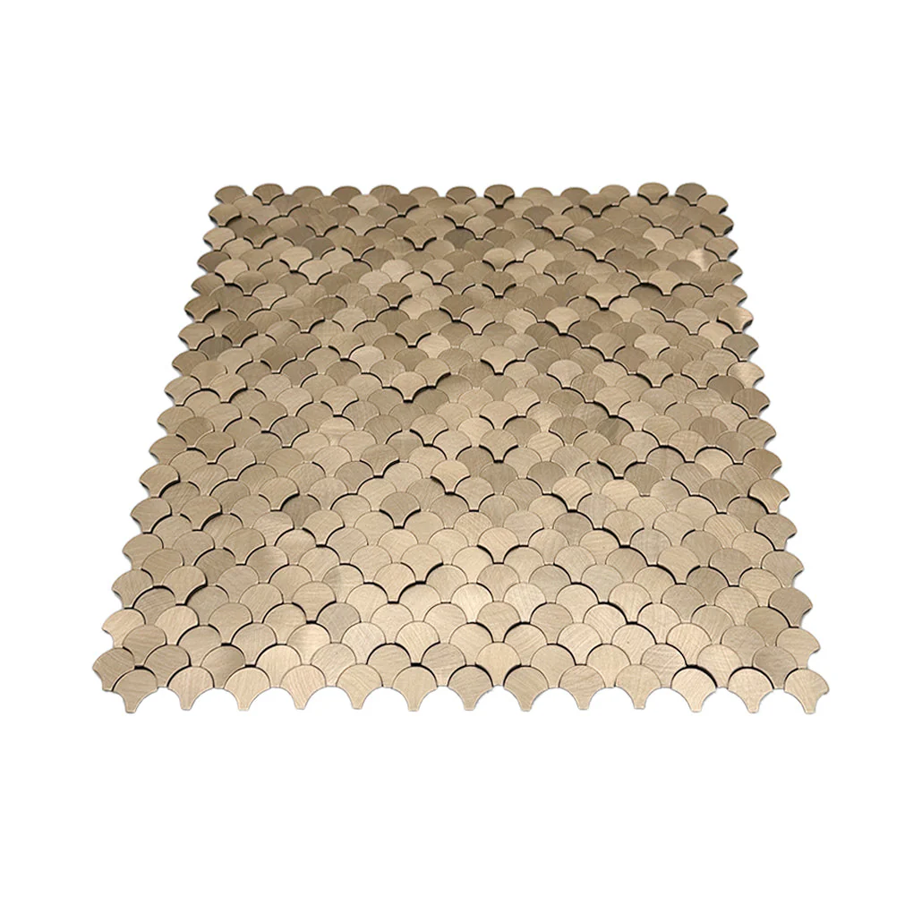 Selbstklebende Mosaikfliesen Metall | Fischschuppe 3D Gold | 28,8×29,8 cm | Küche, Bad & WC - Image 4
