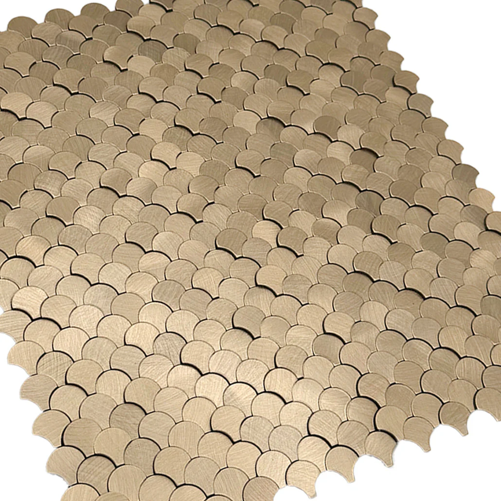 Selbstklebende Mosaikfliesen Metall | Fischschuppe 3D Gold | 28,8×29,8 cm | Küche, Bad & WC - Image 8