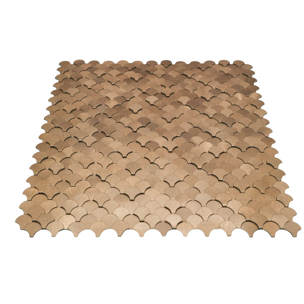 Selbstklebende Mosaikfliesen Metall | Fischschuppe 3D Kupfer | 28,8×29,8 cm | Küche, Bad & WC - Image 4