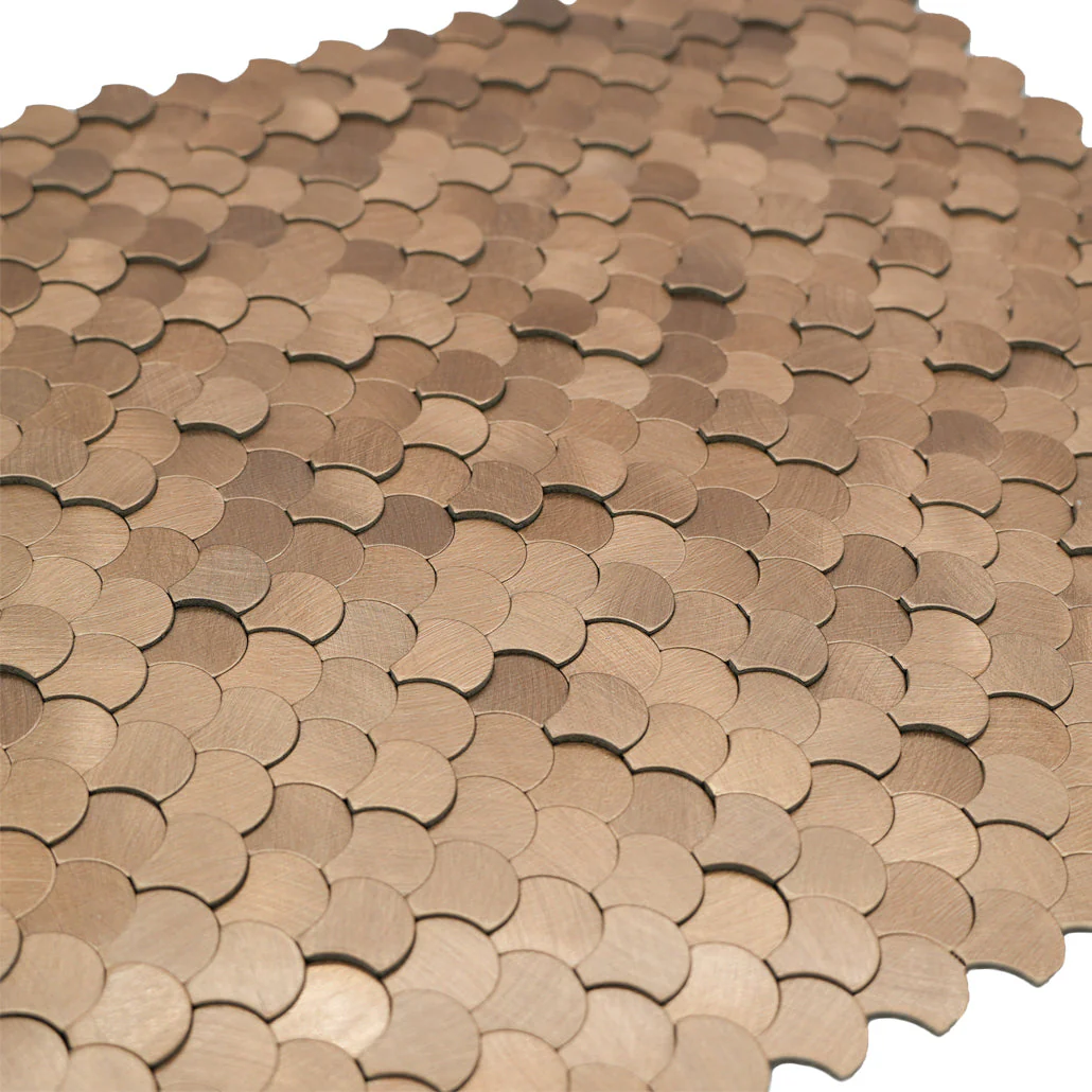 Selbstklebende Mosaikfliesen Metall | Fischschuppe 3D Kupfer | 28,8×29,8 cm | Küche, Bad & WC - Image 8
