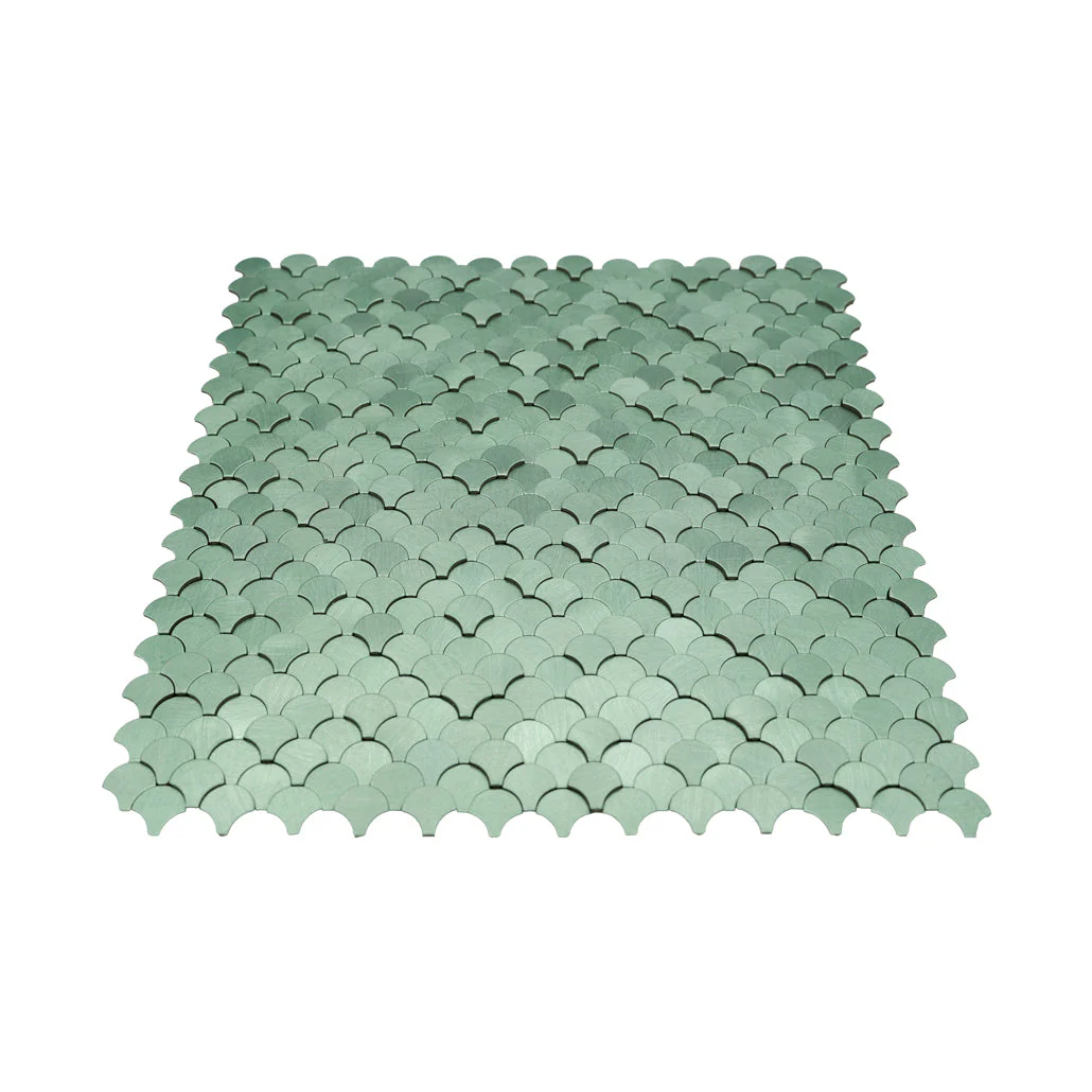 Selbstklebende Mosaikfliesen Metall | Fischschuppe 3D Pastellgrün | 28,8×29,8 cm | Küche, Bad & WC - Image 4