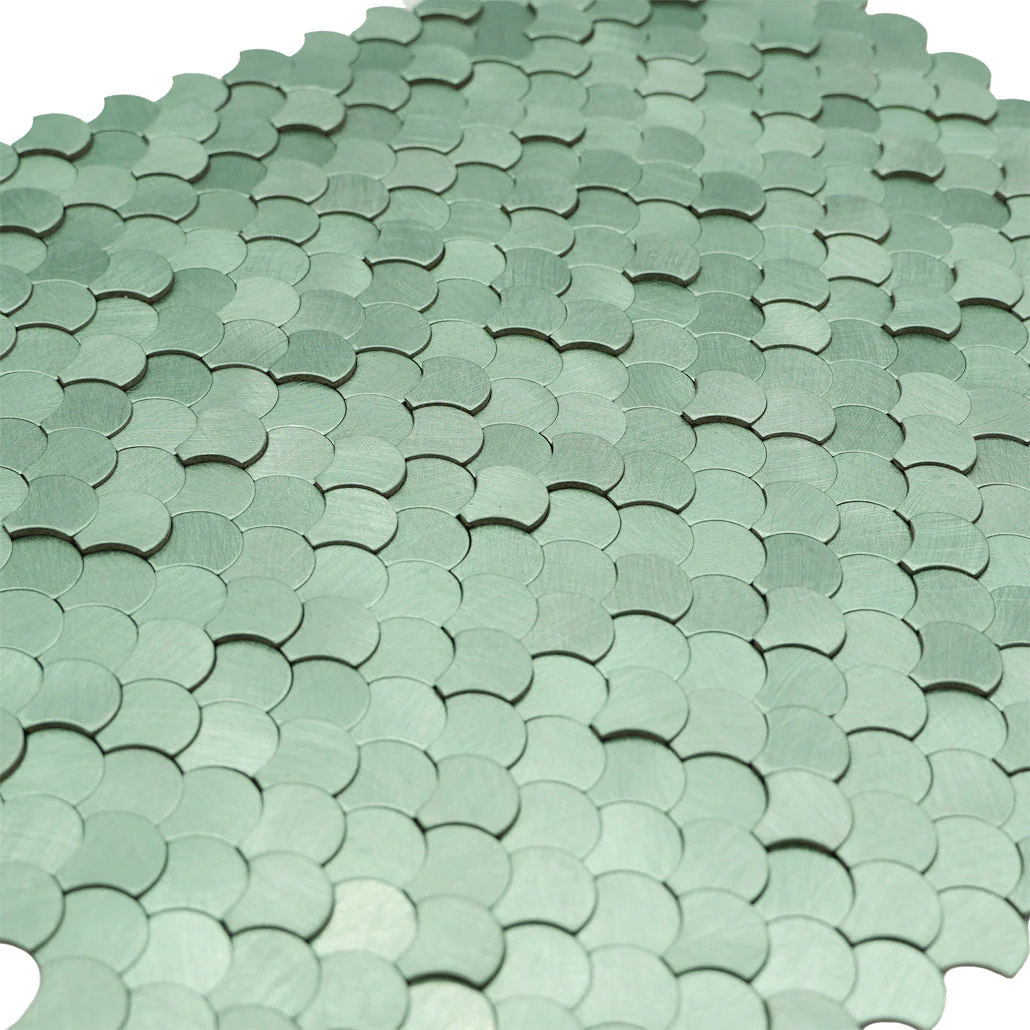 Selbstklebende Mosaikfliesen Metall | Fischschuppe 3D Pastellgrün | 28,8×29,8 cm | Küche, Bad & WC - Image 8