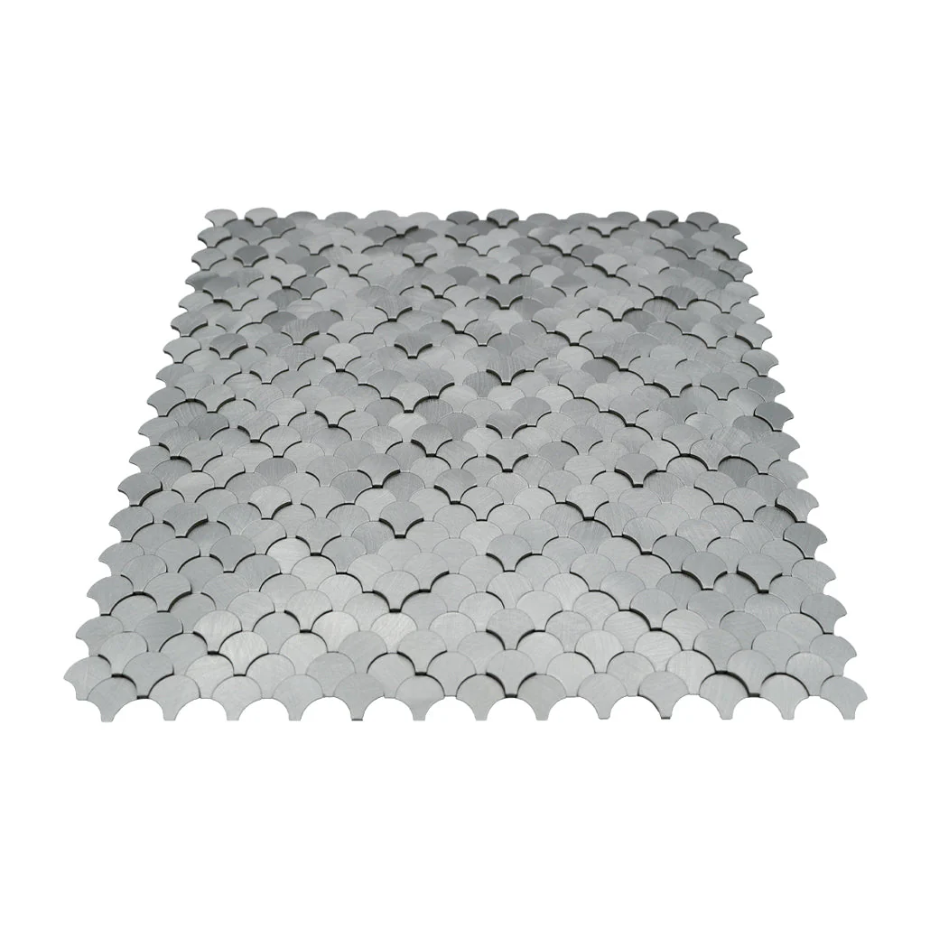 Selbstklebende Mosaikfliesen Metall | Fischschuppe 3D Silber | 28,8×29,8 cm | Küche, Bad & WC - Image 4