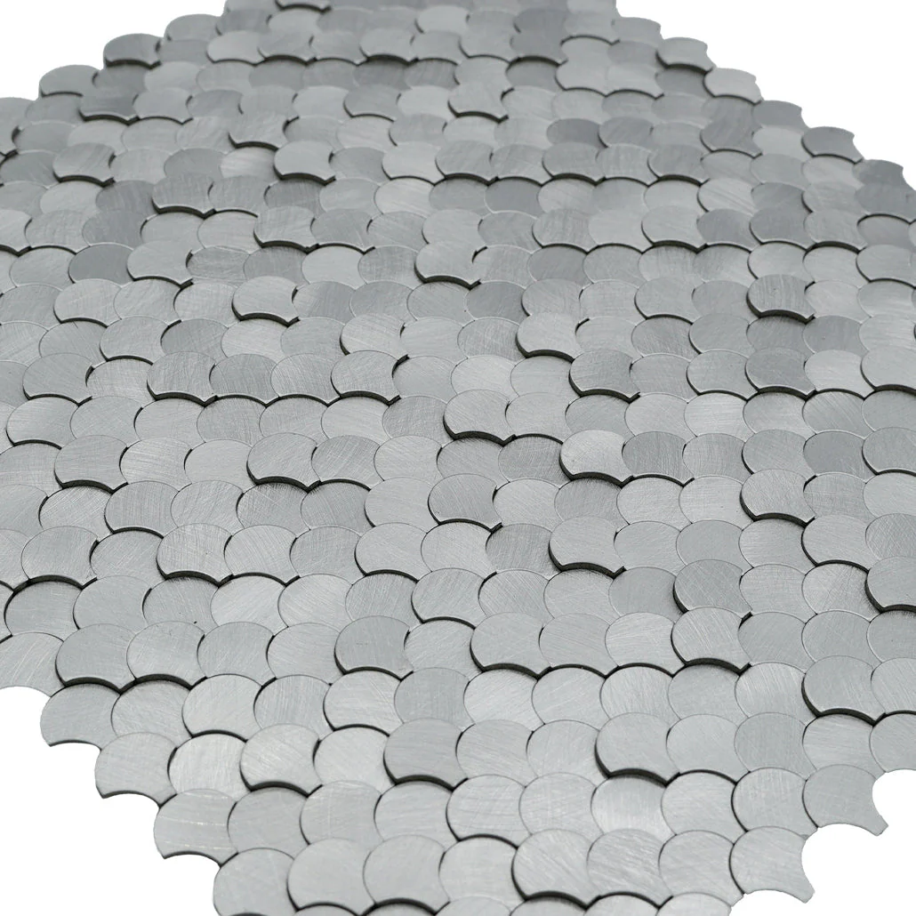 Selbstklebende Mosaikfliesen Metall | Fischschuppe 3D Silber | 28,8×29,8 cm | Küche, Bad & WC - Image 8