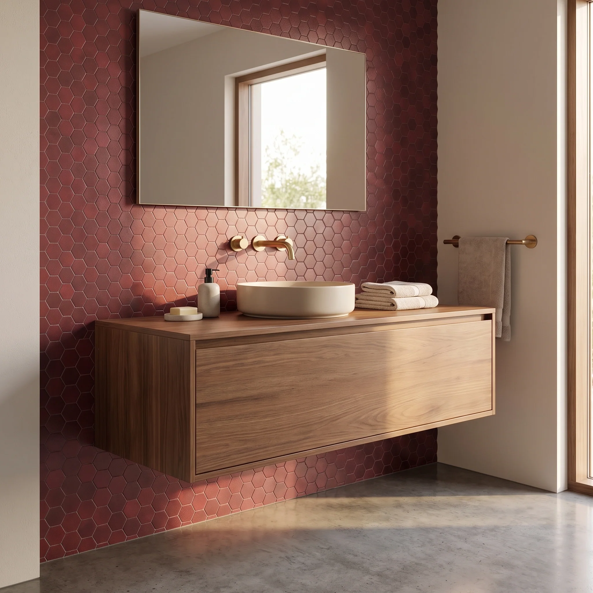 Selbstklebende Mosaikfliesen Metall | Hexagon Bordeaux | 28,8×29,2 cm | Küche, Bad & WC - Image 5