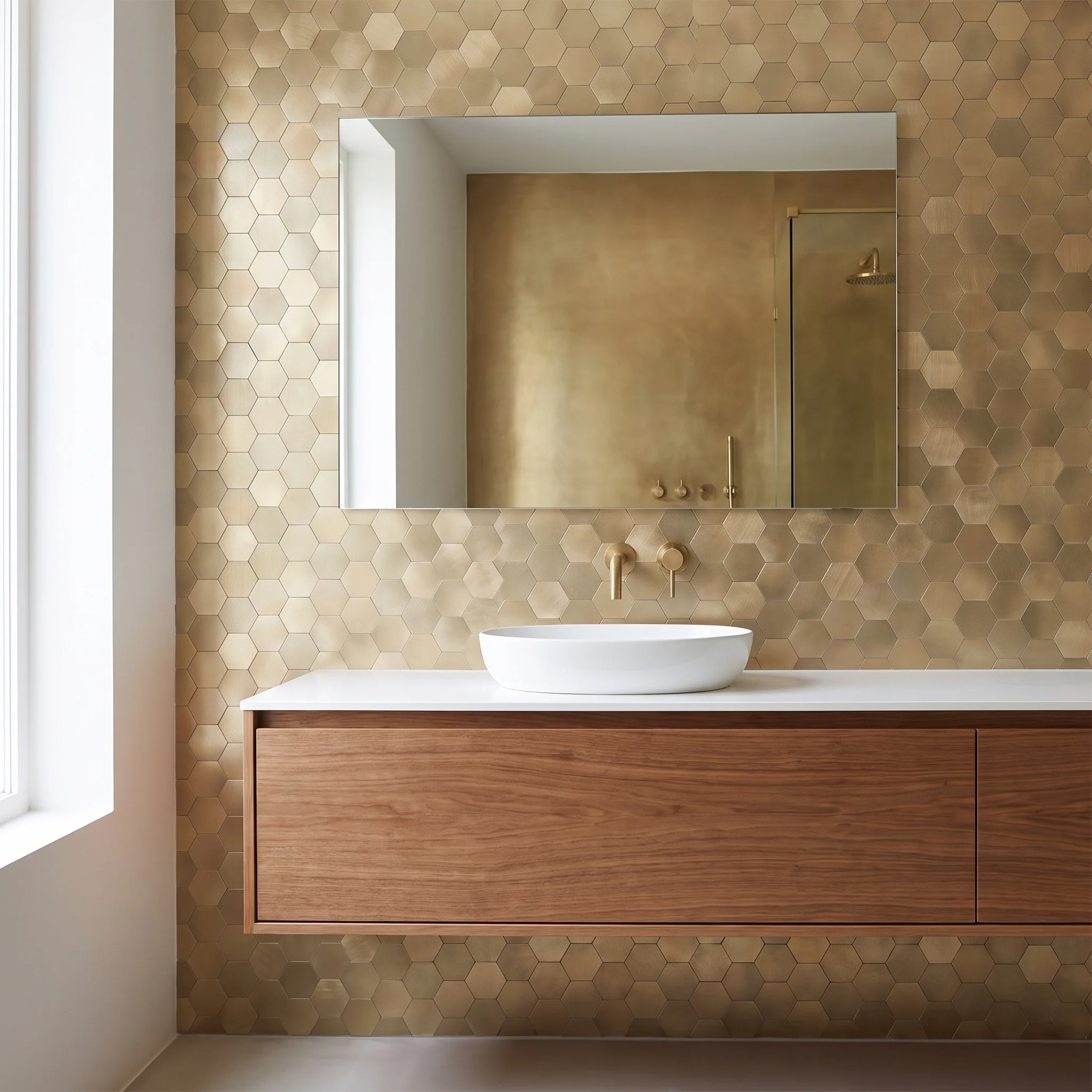 Selbstklebende Mosaikfliesen Metall | Hexagon Gold | 28,8×29,2 cm | Küche, Bad & WC - Image 3