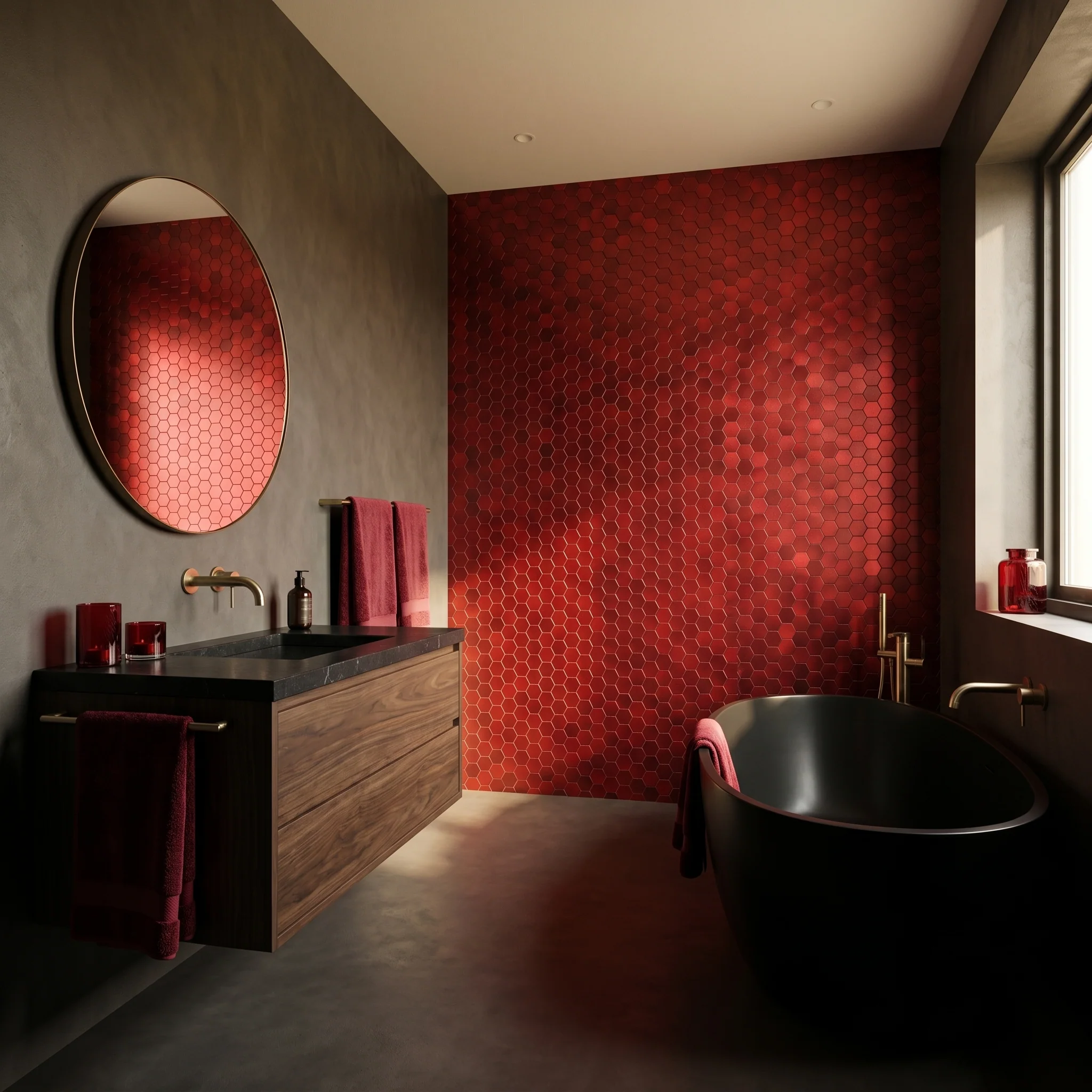 Selbstklebende Mosaikfliesen Metall | Hexagon Rot | 28,8×29,2 cm | Küche, Bad & WC - Image 3