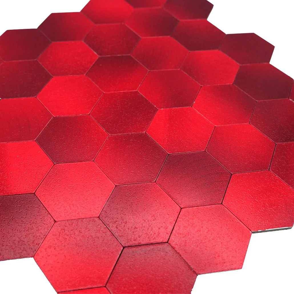 Selbstklebende Mosaikfliesen Metall | Hexagon Rot | 28,8×29,2 cm | Küche, Bad & WC - Image 8