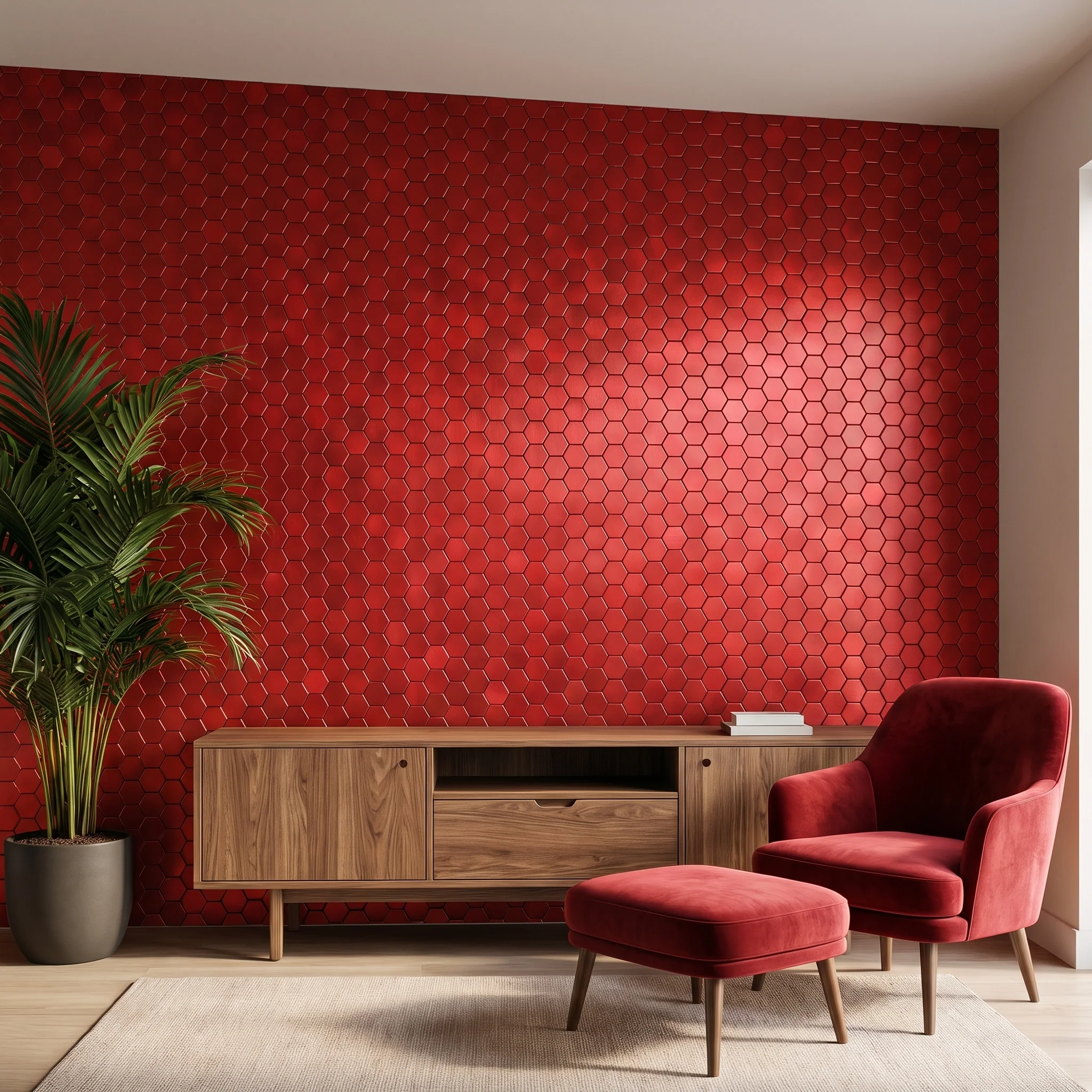 Selbstklebende Mosaikfliesen Metall | Hexagon Rot | 28,8×29,2 cm | Küche, Bad & WC - Image 9