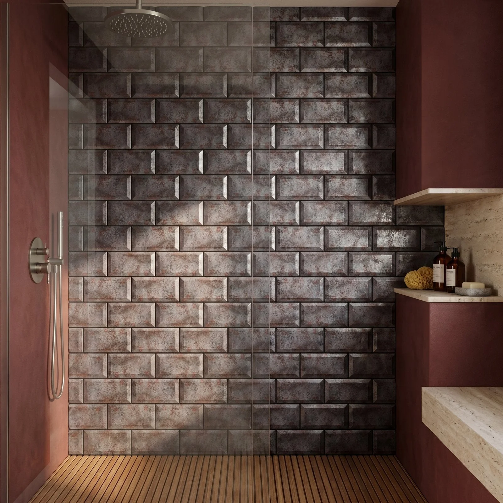 Selbstklebende Mosaikfliesen Metall | Metro 3D Grau | 30,5×30,5 cm | Küche, Bad & WC - Image 3