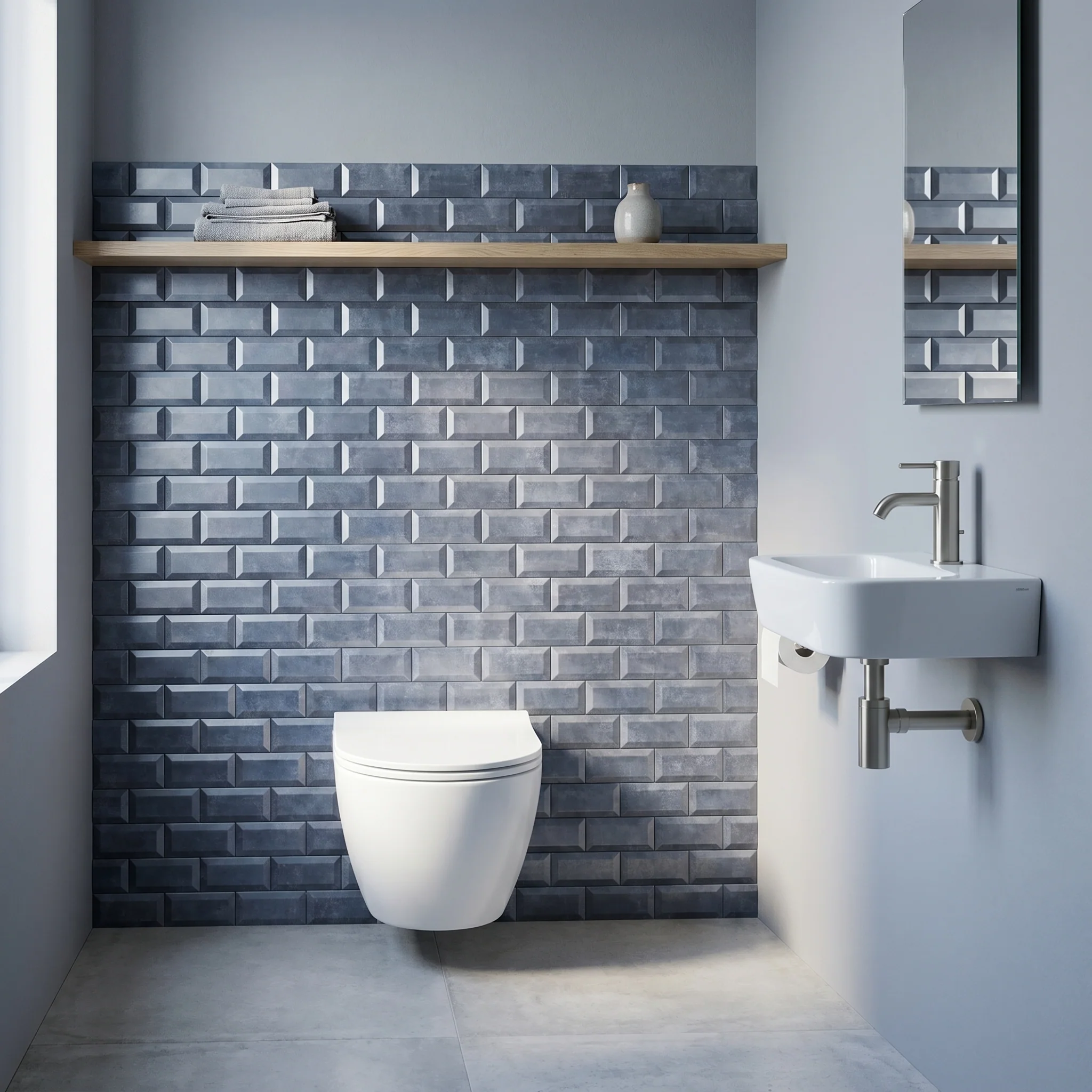 Selbstklebende Mosaikfliesen Metall | Metro 3D Blaugrau | 30,5×30,5 cm | Küche, Bad & WC - Image 5