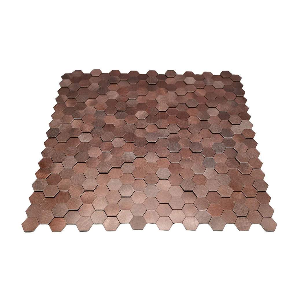 Selbstklebende Mosaikfliesen Metall | Mini Hexagon 3D Dunkelkupfer | 29,8×30,7 cm | Küche, Bad & WC - Image 4