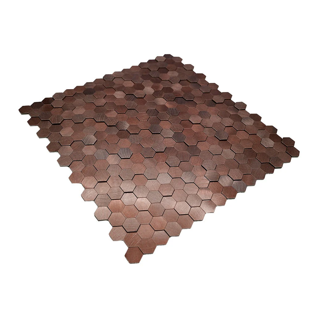 Selbstklebende Mosaikfliesen Metall | Mini Hexagon 3D Dunkelkupfer | 29,8×30,7 cm | Küche, Bad & WC - Image 6
