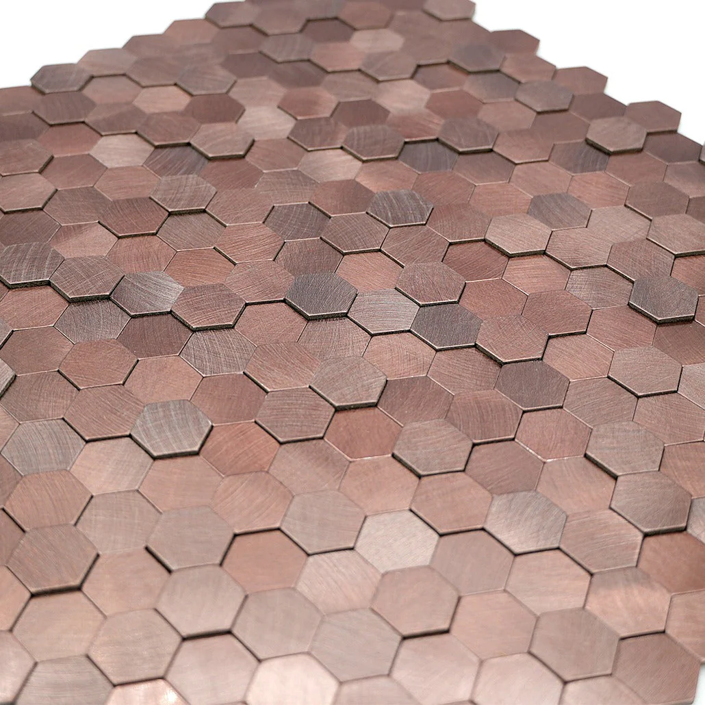 Selbstklebende Mosaikfliesen Metall | Mini Hexagon 3D Dunkelkupfer | 29,8×30,7 cm | Küche, Bad & WC - Image 8