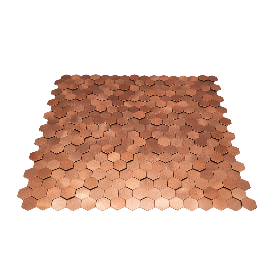 Selbstklebende Mosaikfliesen Metall | Mini Hexagon 3D Kupfer | 29,8×30,7 cm | Küche, Bad & WC - Image 4