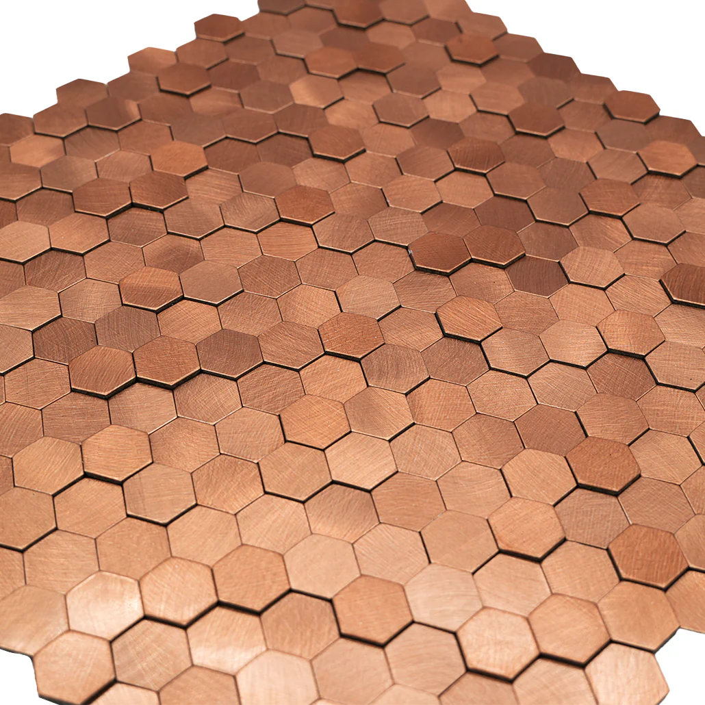 Selbstklebende Mosaikfliesen Metall | Mini Hexagon 3D Kupfer | 29,8×30,7 cm | Küche, Bad & WC - Image 8