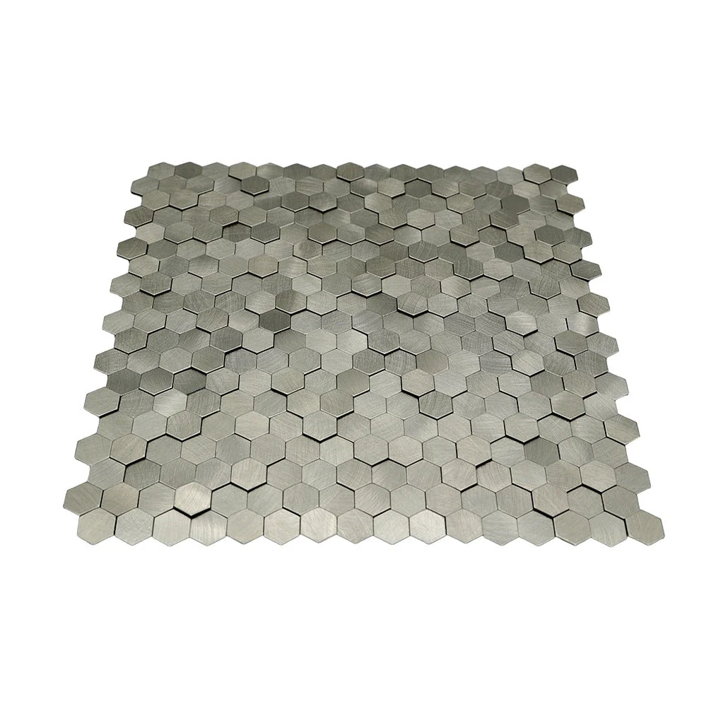 Selbstklebende Mosaikfliesen Metall | Mini Hexagon 3D Silber | 29,8×30,7 cm | Küche, Bad & WC - Image 4