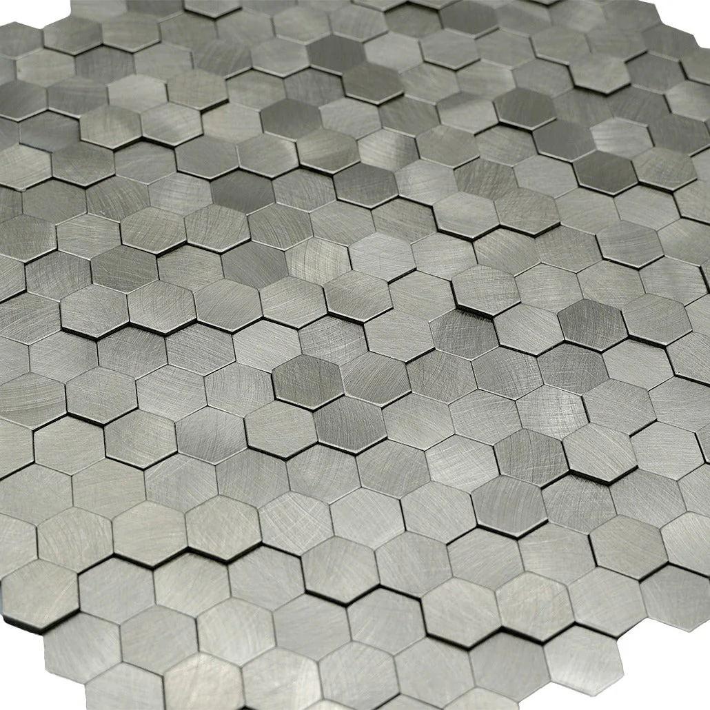 Selbstklebende Mosaikfliesen Metall | Mini Hexagon 3D Silber | 29,8×30,7 cm | Küche, Bad & WC - Image 8