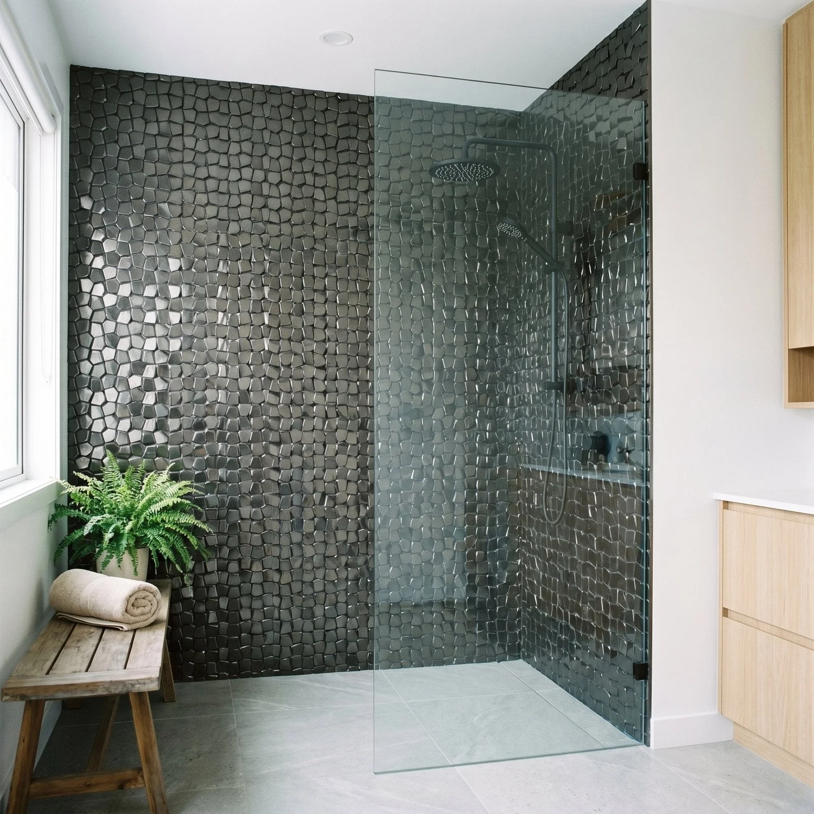 Selbstklebende Mosaikfliesen Metall | Pentagon 3D Anthrazit | 28,2×28,2 cm | Küche, Bad & WC - Image 3