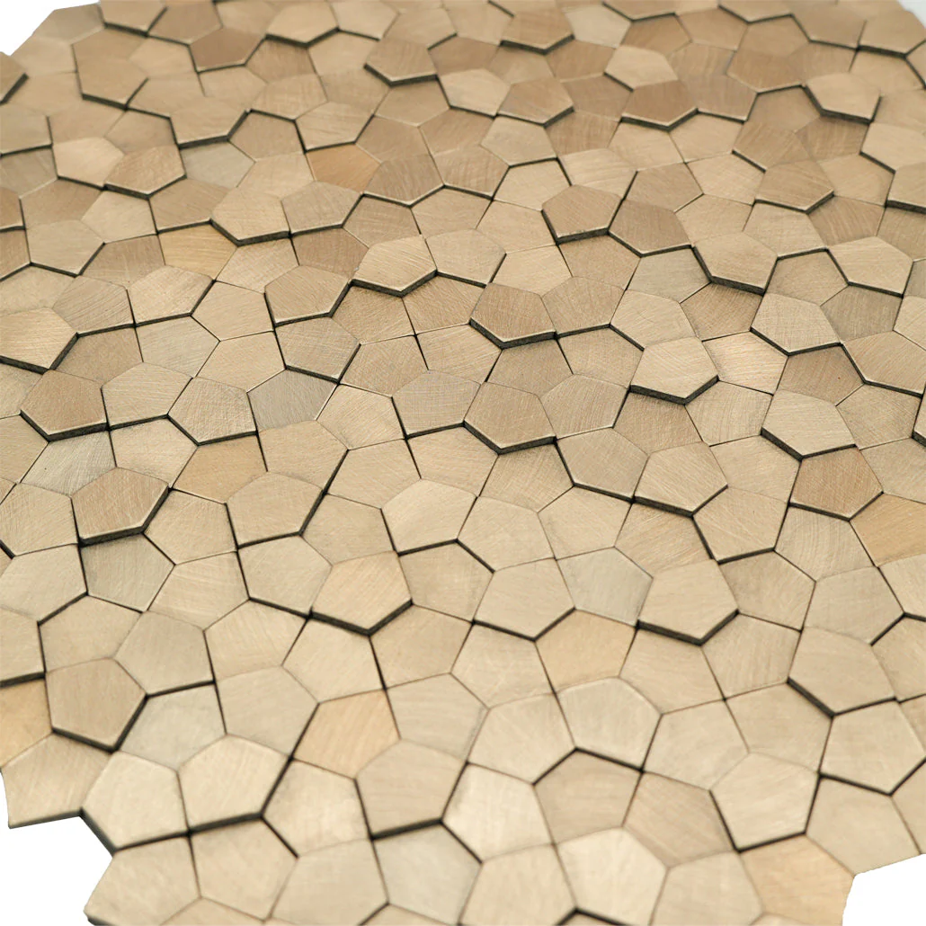 Selbstklebende Mosaikfliesen Metall | Pentagon 3D Champagner | 28,2×28,2 cm | Küche, Bad & WC - Image 7