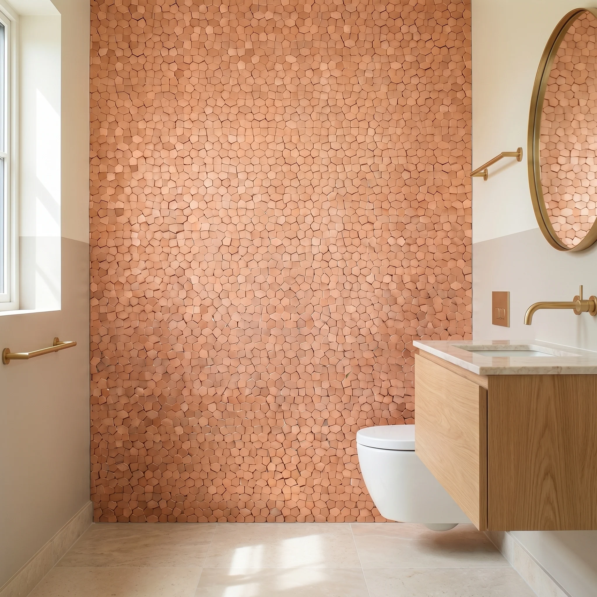 Selbstklebende Mosaikfliesen Metall | Pentagon 3D Lachs | 28,2×28,2 cm | Küche, Bad & WC - Image 5