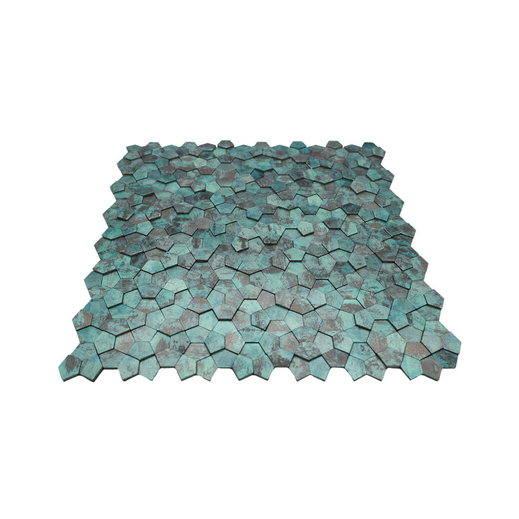 Selbstklebende Mosaikfliesen Metall | Pentagon 3D Patina Kupfer | 28,2×28,2 cm | Küche, Bad & WC - Image 4