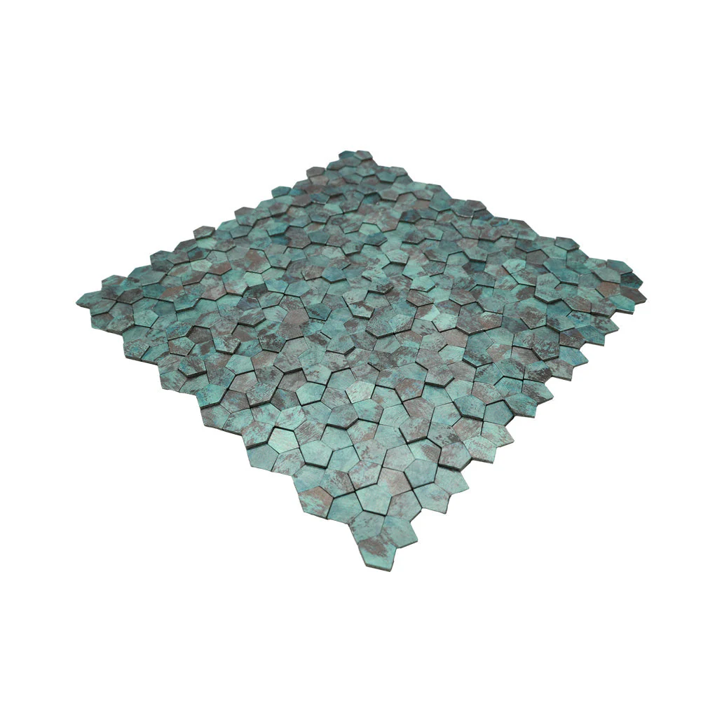 Selbstklebende Mosaikfliesen Metall | Pentagon 3D Patina Kupfer | 28,2×28,2 cm | Küche, Bad & WC - Image 6
