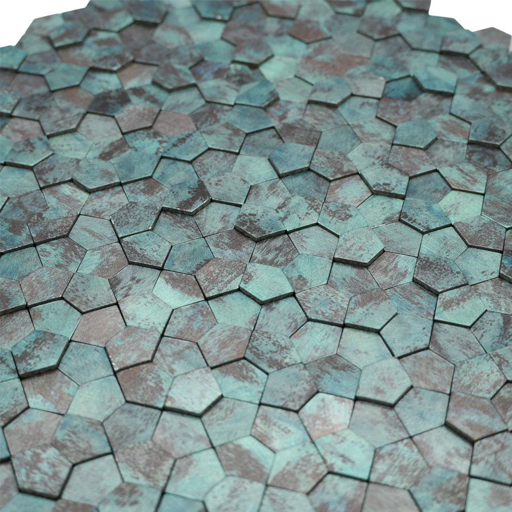 Selbstklebende Mosaikfliesen Metall | Pentagon 3D Patina Kupfer | 28,2×28,2 cm | Küche, Bad & WC - Image 8