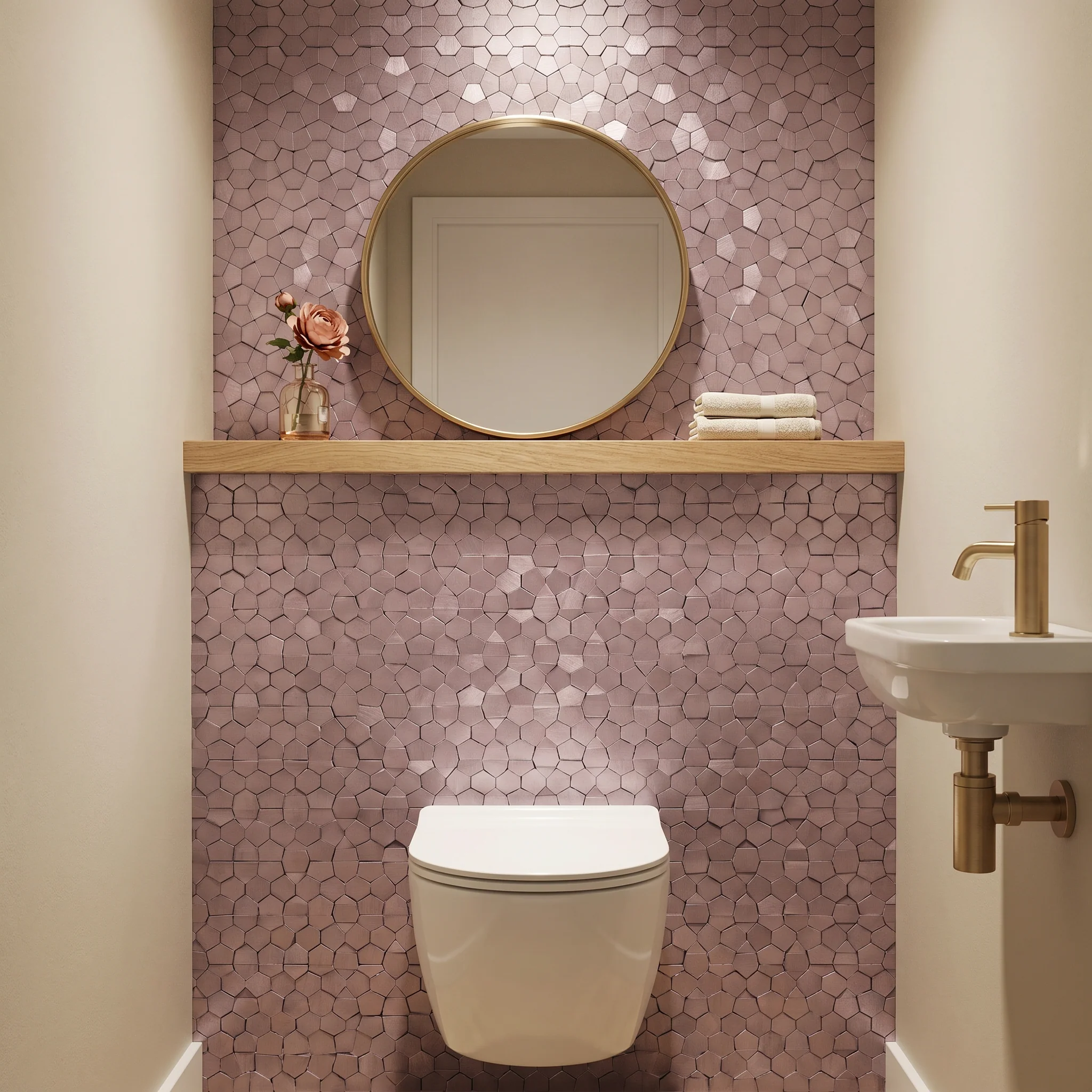 Selbstklebende Mosaikfliesen Metall | Pentagon 3D Rosa | 28,2×28,2 cm | Küche, Bad & WC - Image 7