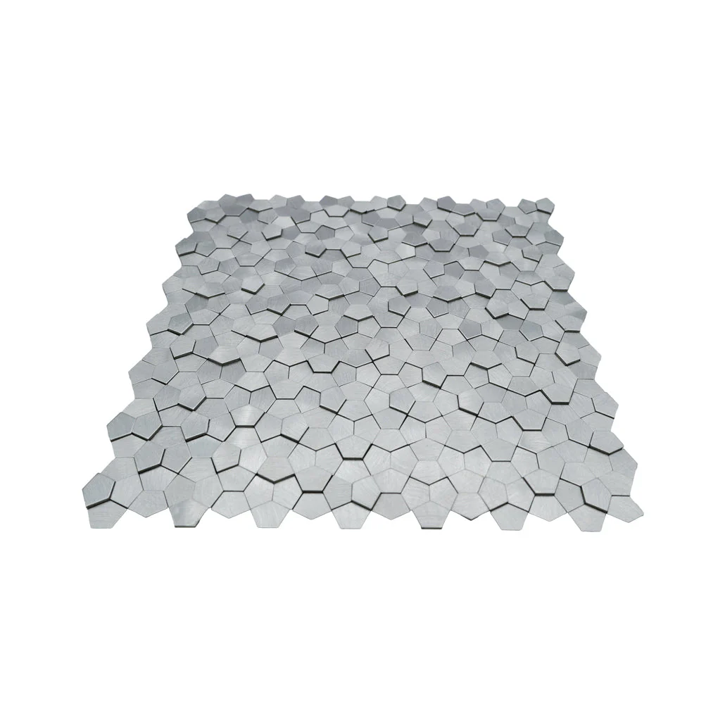 Selbstklebende Mosaikfliesen Metall | Pentagon 3D Silber | 28,2×28,2 cm | Küche, Bad & WC - Image 4