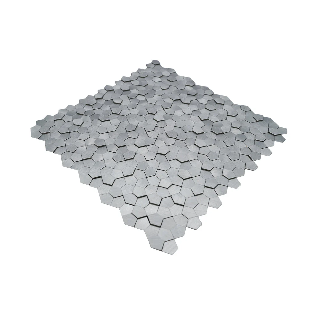 Selbstklebende Mosaikfliesen Metall | Pentagon 3D Silber | 28,2×28,2 cm | Küche, Bad & WC - Image 6