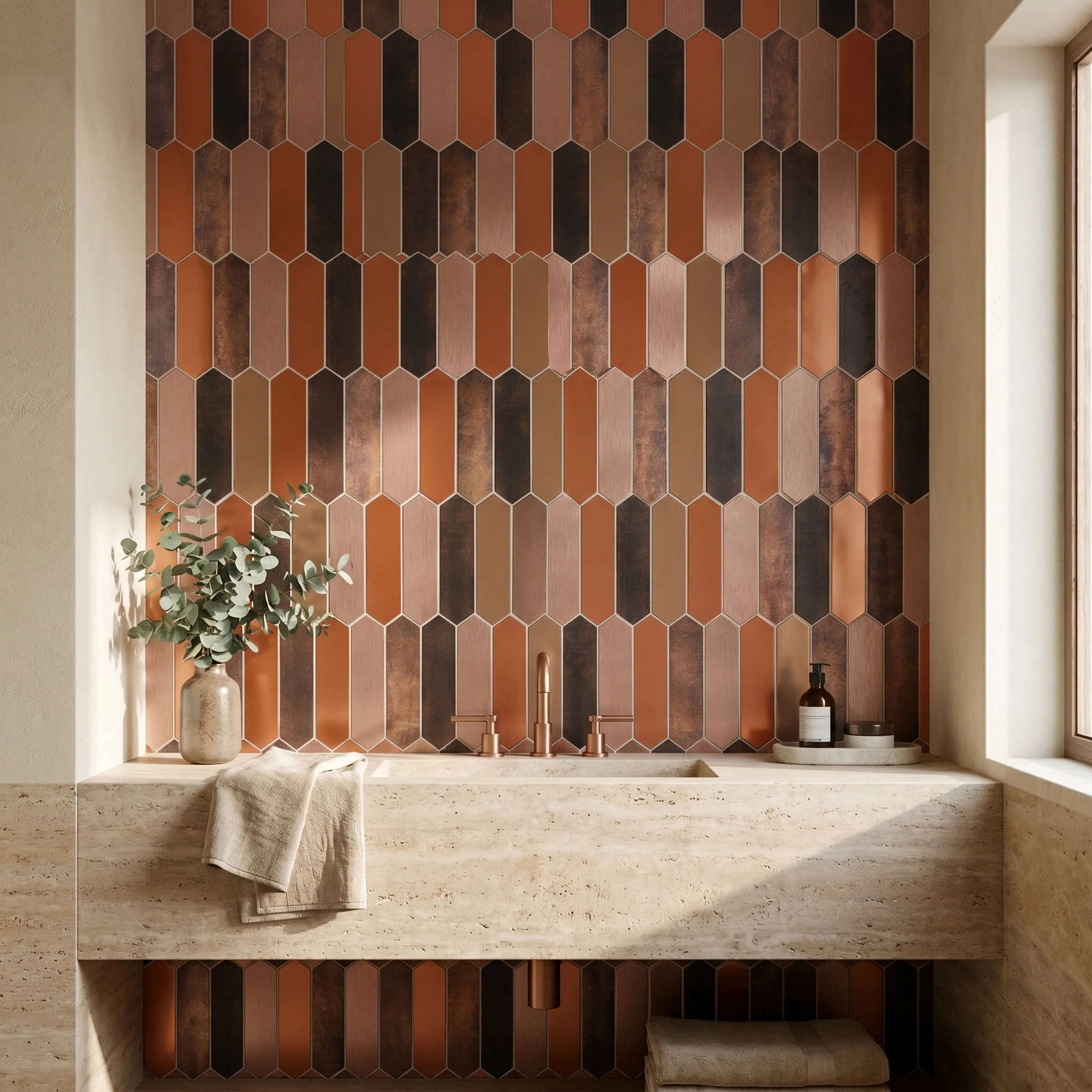 Selbstklebende Mosaikfliesen Metall | Picket Braun | 28,2×27,3 cm | Küche, Bad & WC - Image 5