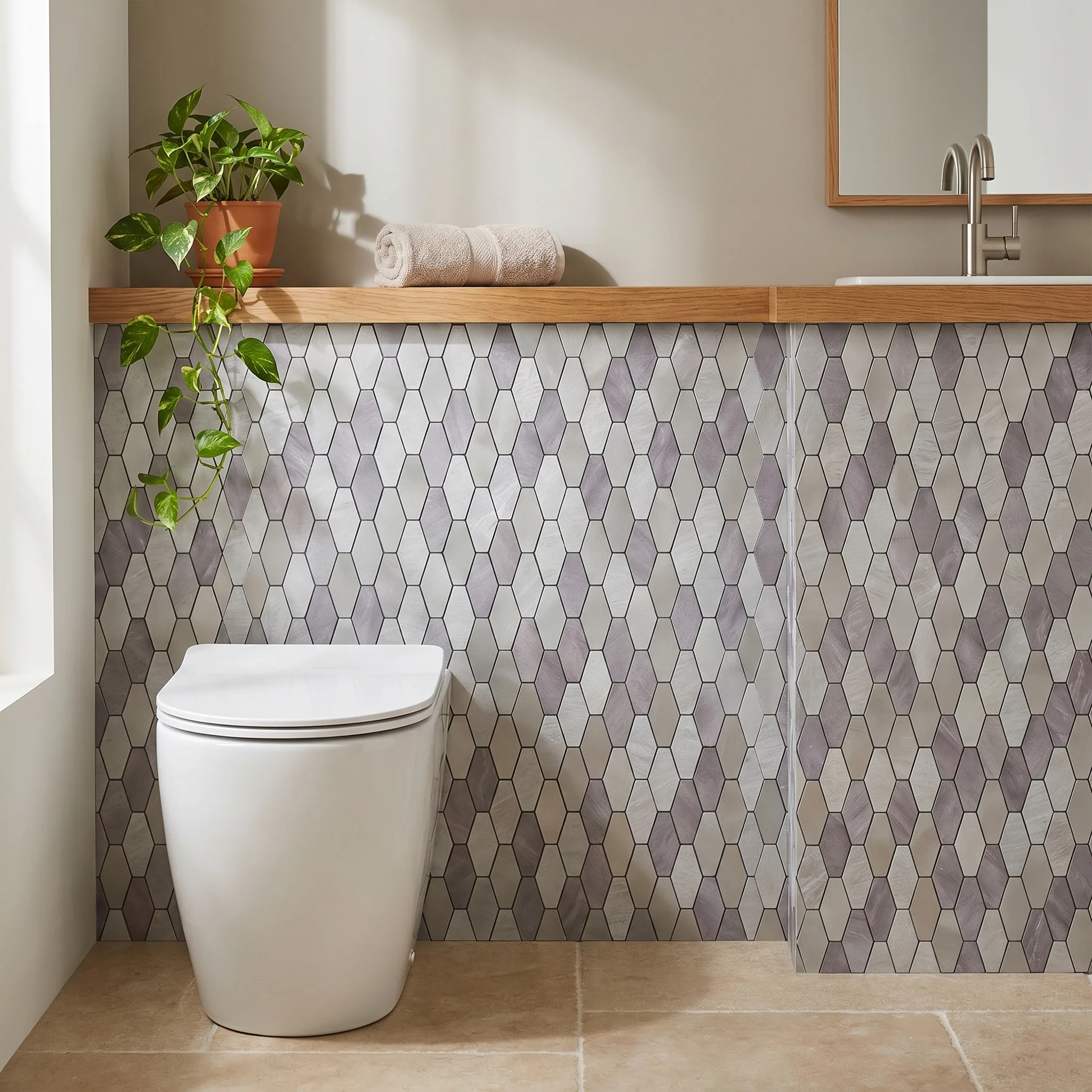 Selbstklebende Mosaikfliesen Metall | Picket Grau | 30×30 cm | Küche, Bad & WC - Image 5