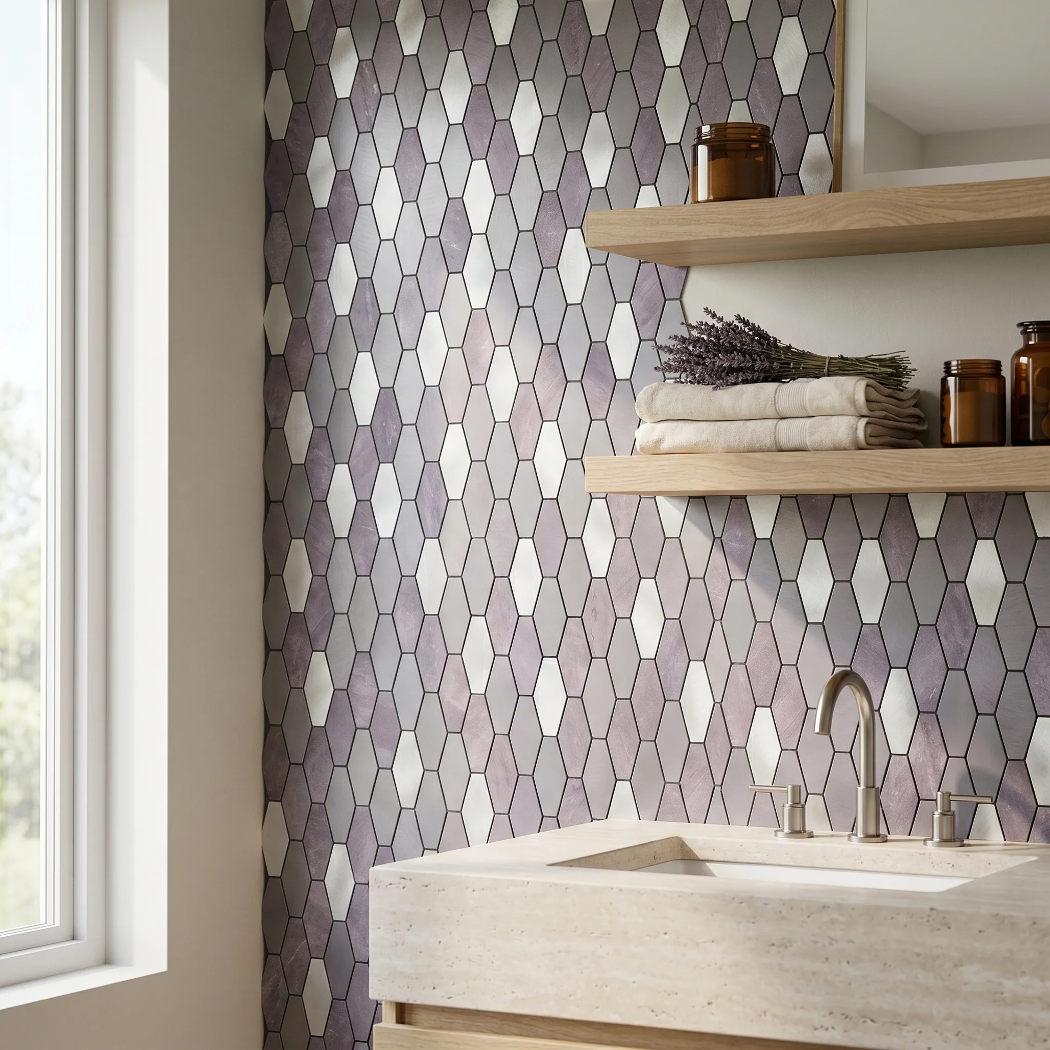 Selbstklebende Mosaikfliesen Metall | Picket Lila | 30×30 cm | Küche, Bad & WC - Image 5