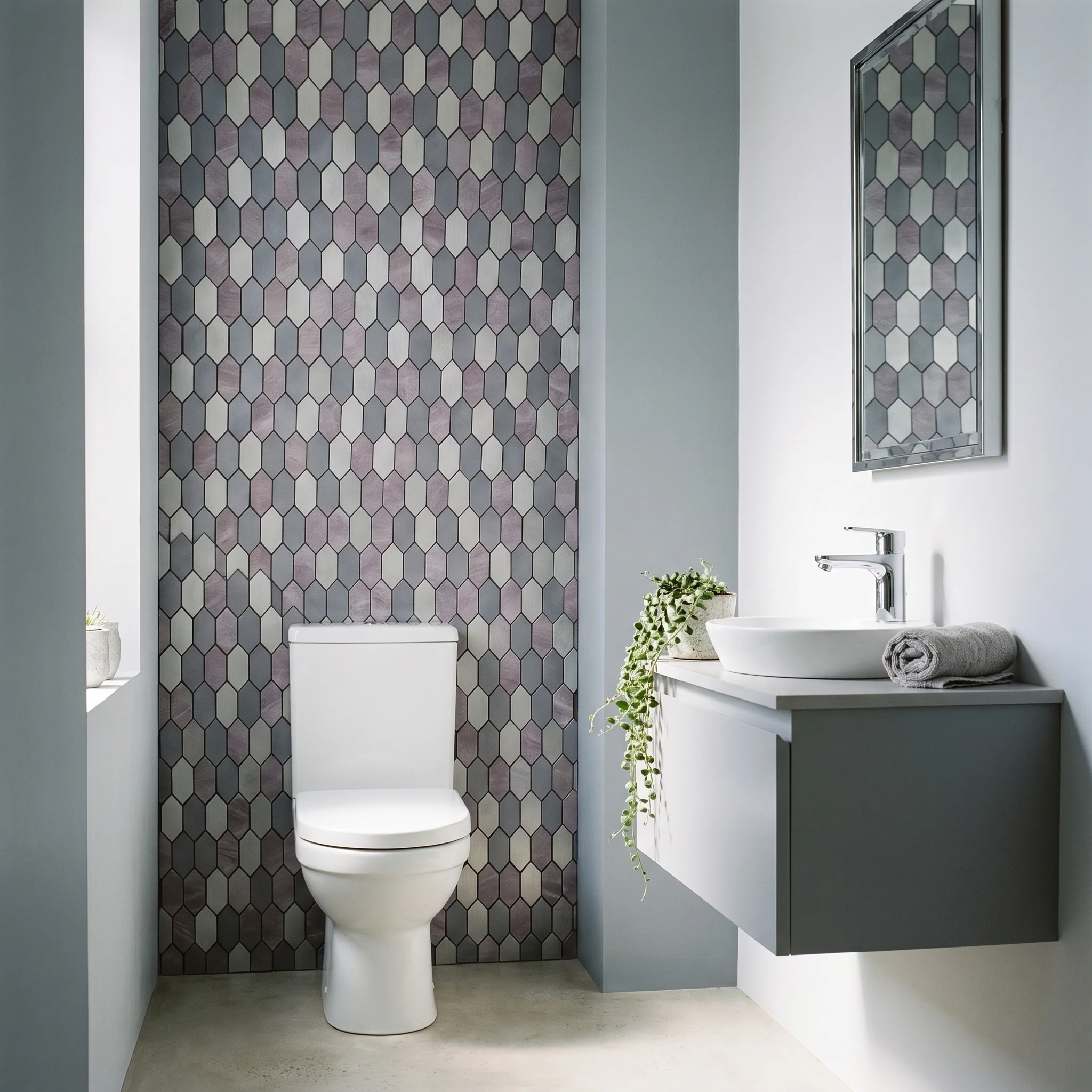 Selbstklebende Mosaikfliesen Metall | Picket Mauve | 30×30 cm | Küche, Bad & WC - Image 5