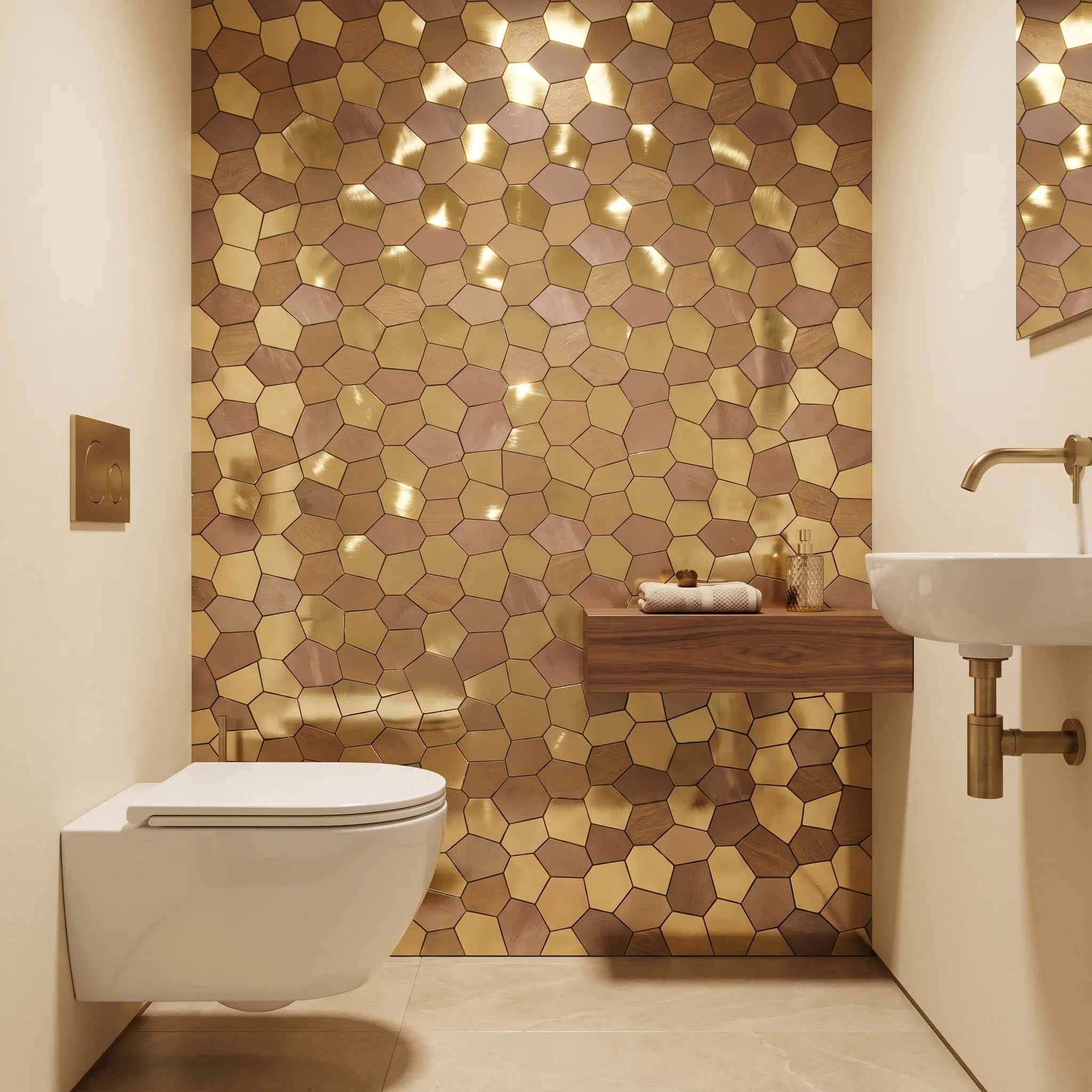 Selbstklebende Mosaikfliesen Metall | Polygon Gold | 30×26,2 cm | Küche, Bad & WC - Image 3